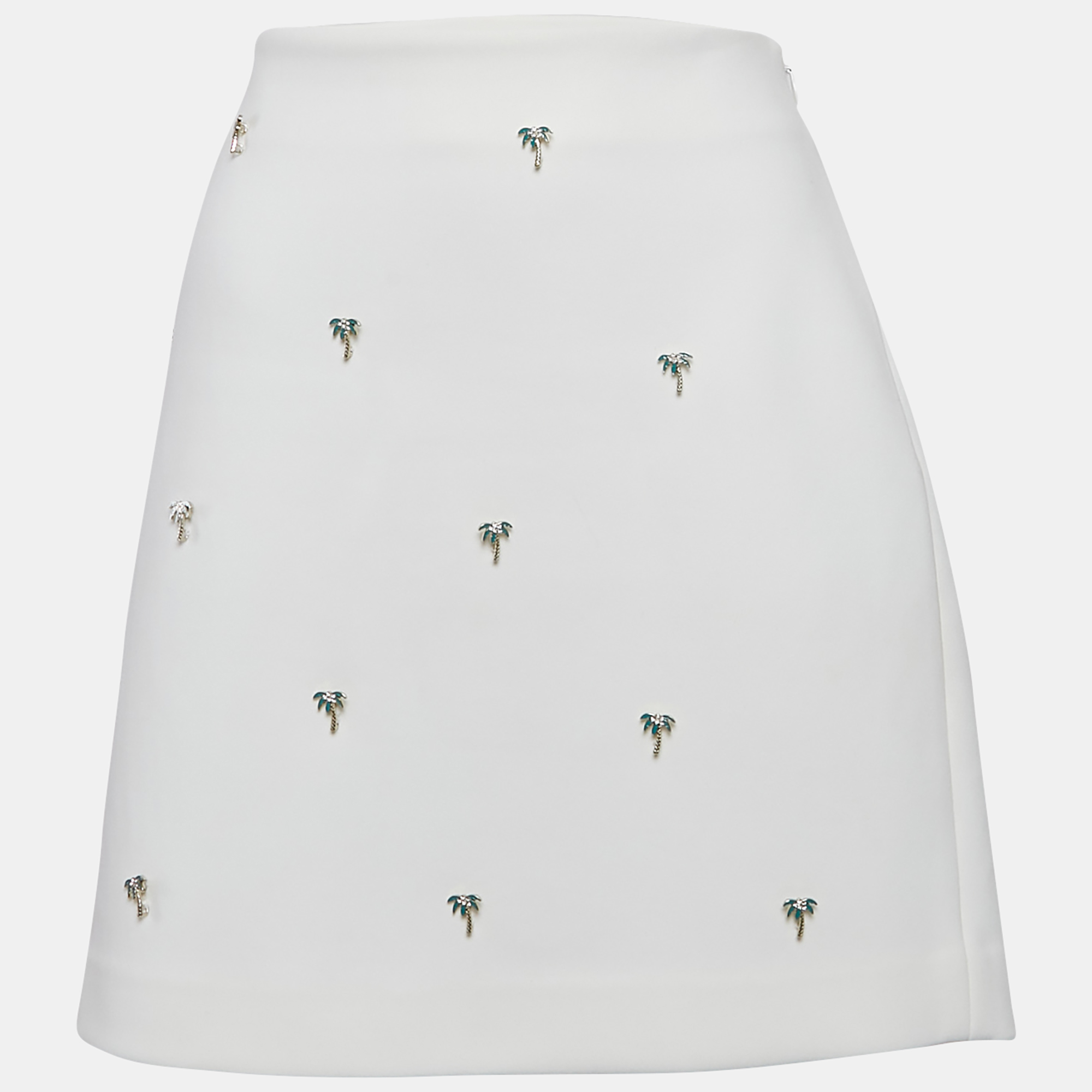 

Maje White Crepe Palm Jewels Embroidered Crepe Pencil Skirt XL