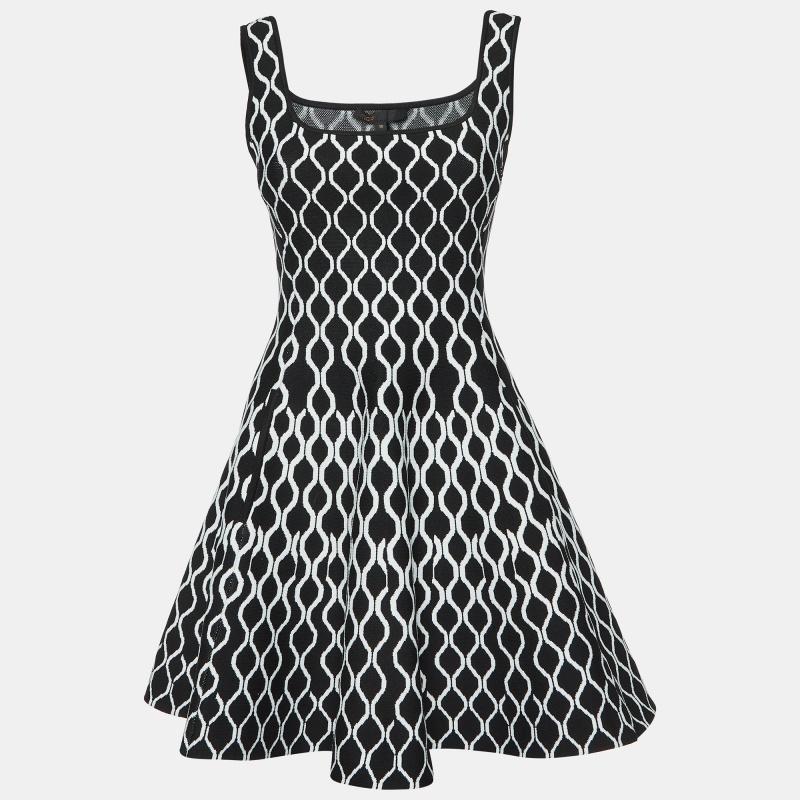 

Maje Monochrome Jacquard Knit Mini Dress M, Black