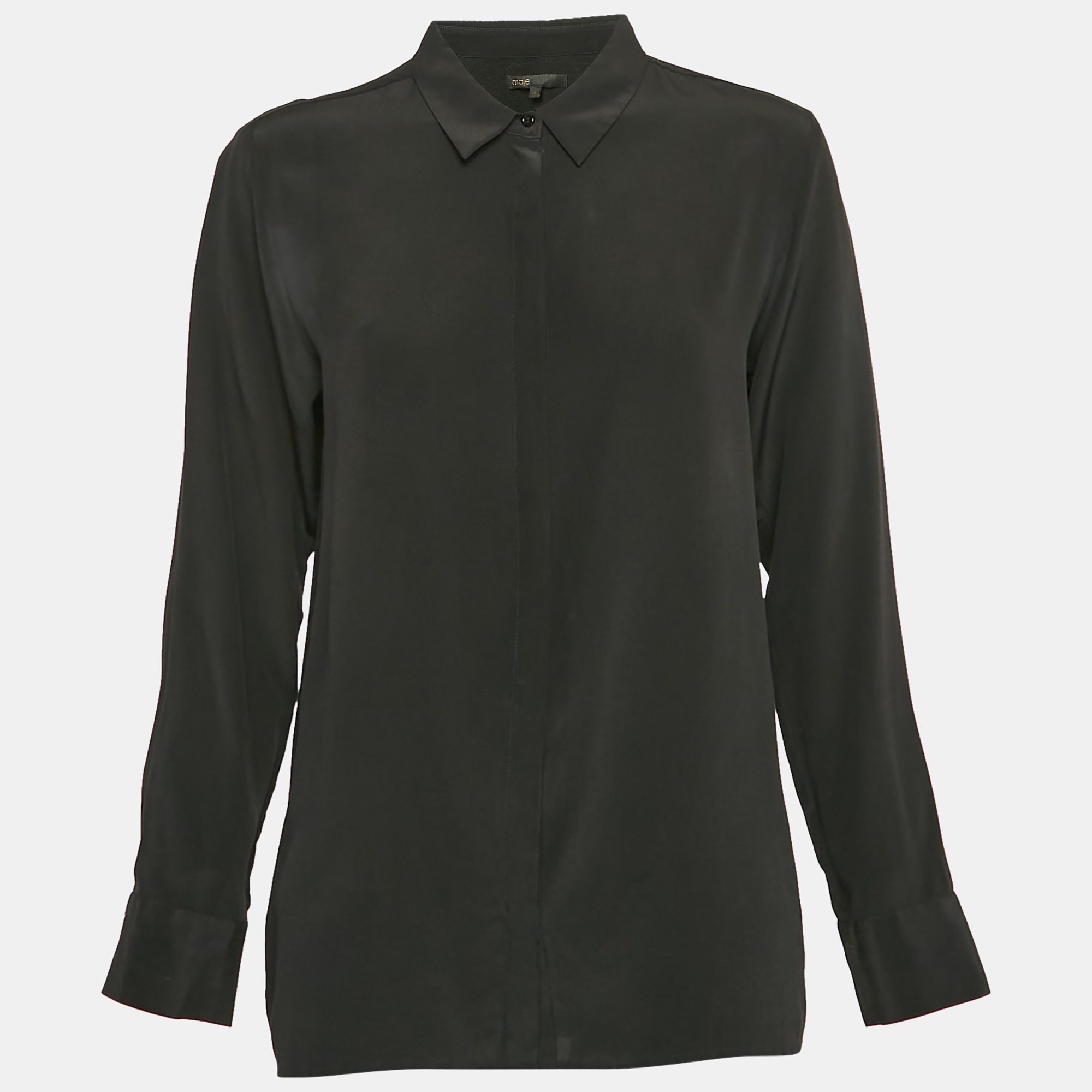 

Maje Black Crepe Button Front Shirt M