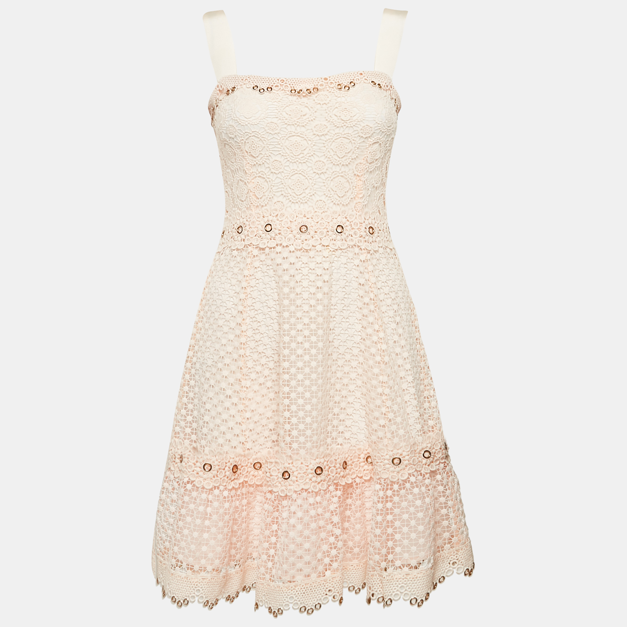 

Maje Pink Peach Rosalina Lace Shoulder Strap Mini Dress S