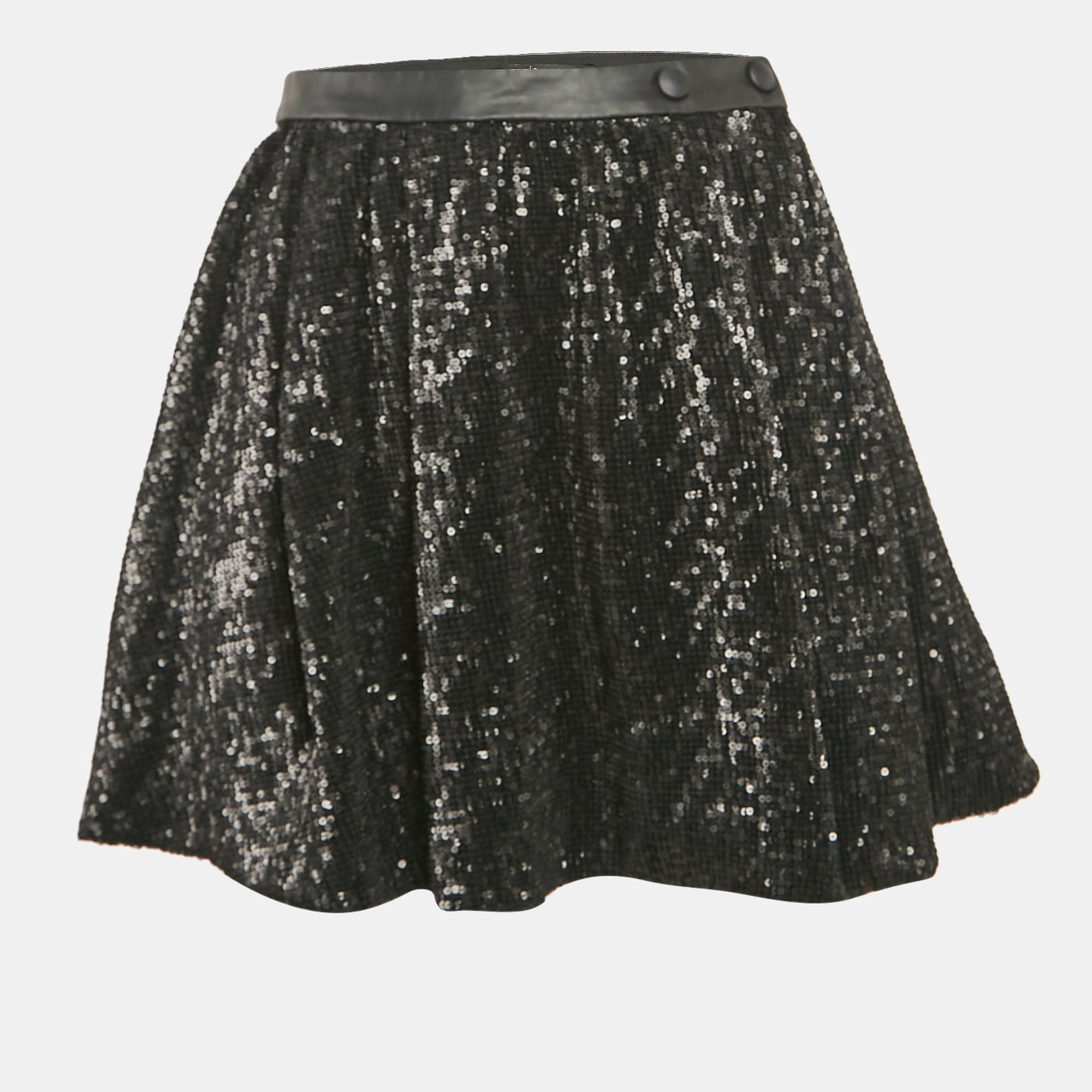 

Maje Black Sequin Detail Tulle Pleated Mini Skirt L