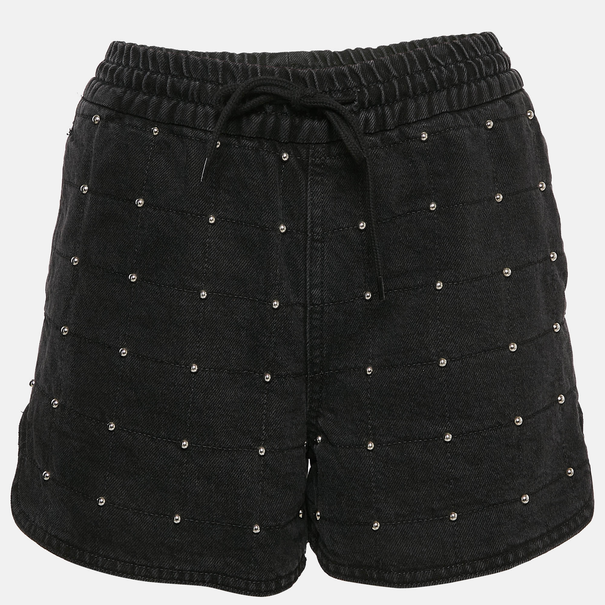 

Maje Black Studded Denim Shorts M Waist 27"