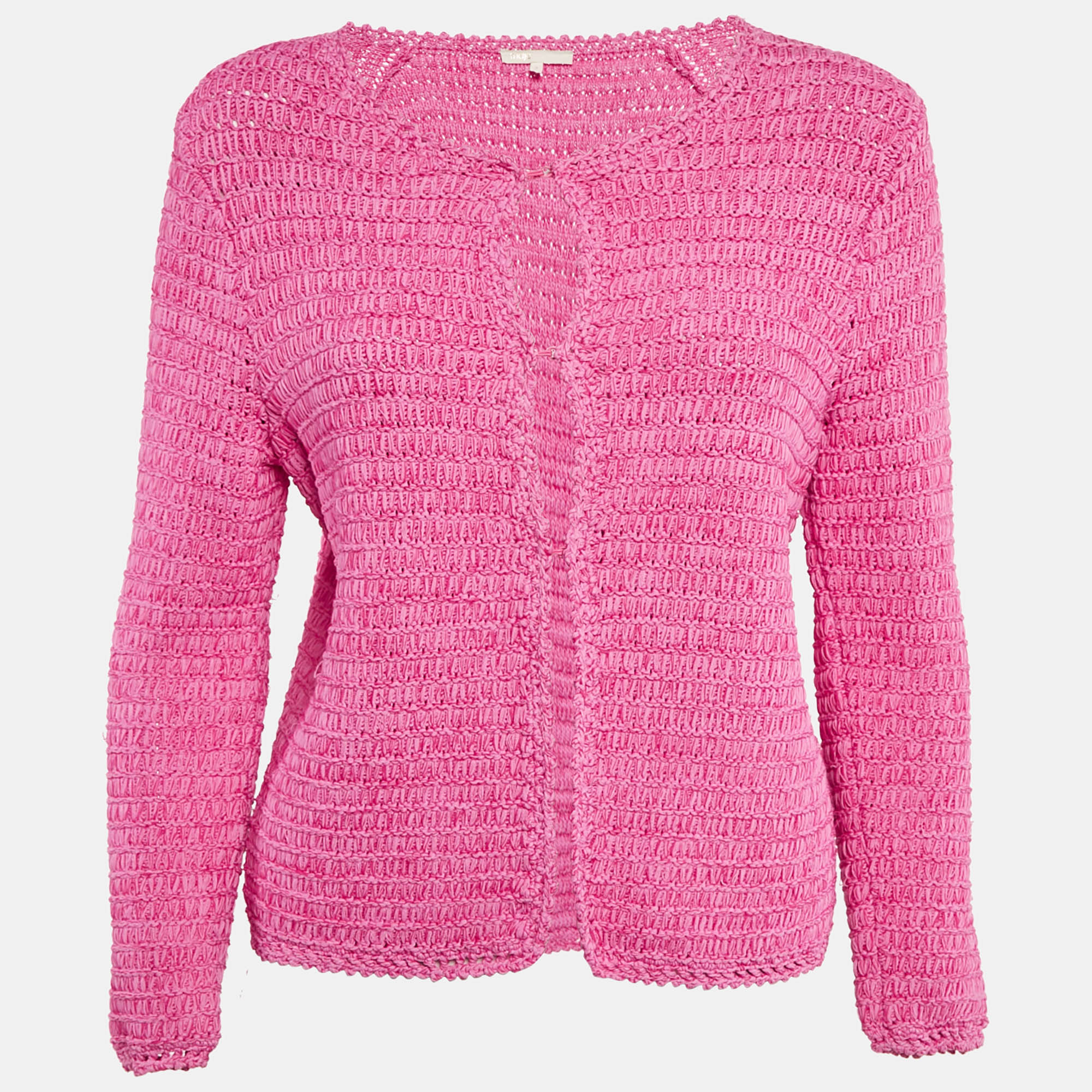 

Maje Fuchsia Pink Chunky Crochet Knit Madona Cardigan L