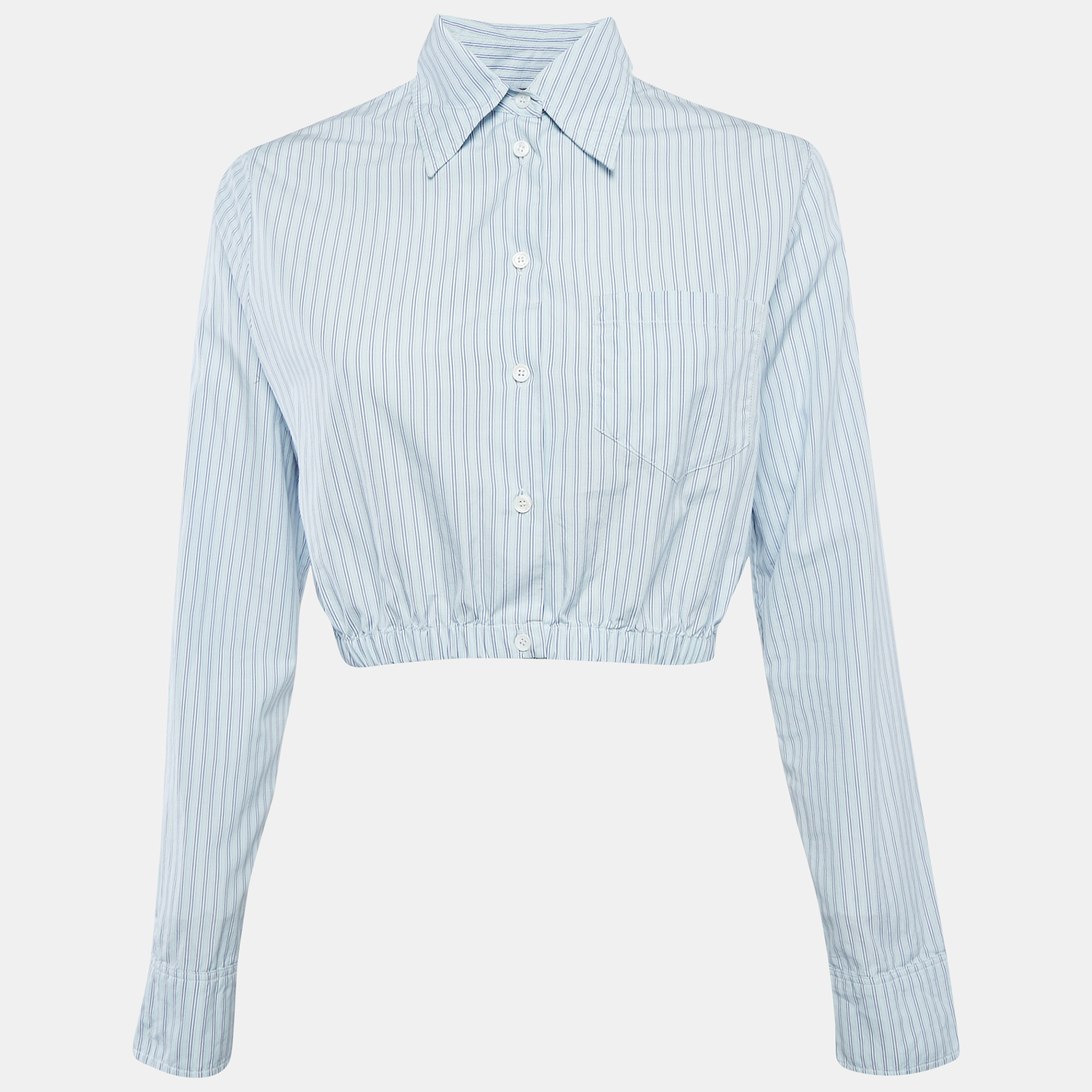 

Maje Blue Striped Cotton Crop Shirt S