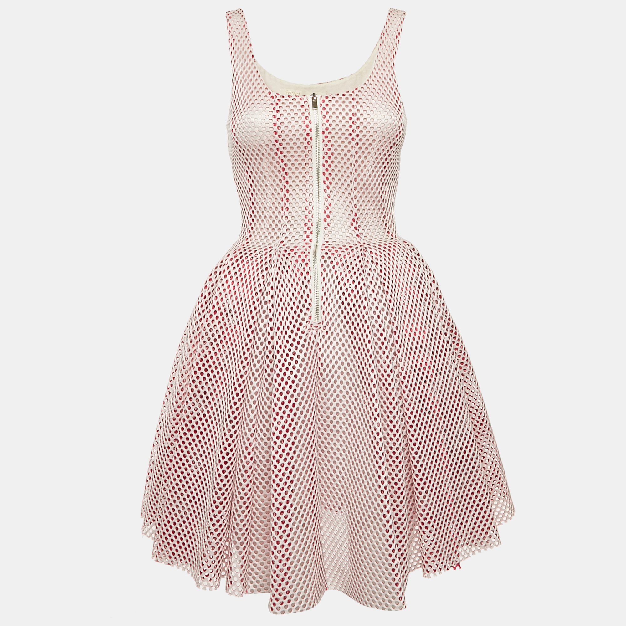 

Maje Pink Mesh Flared Sleeveless Mini Dress S, White