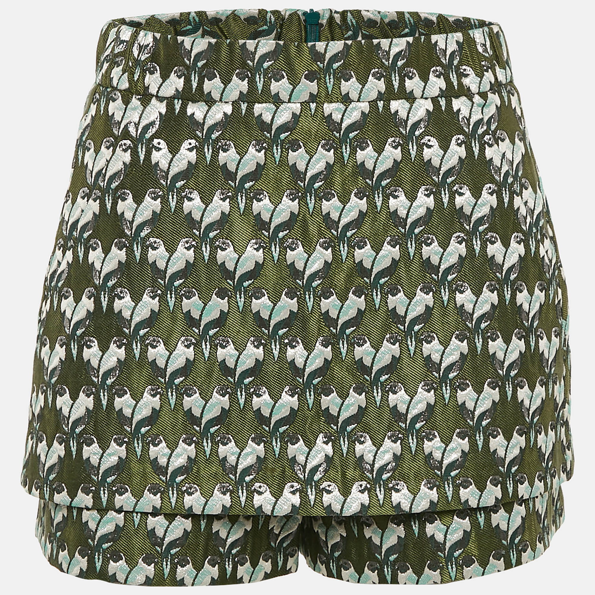 

Maje Green Parrot Lurex Jacquard Skorts S