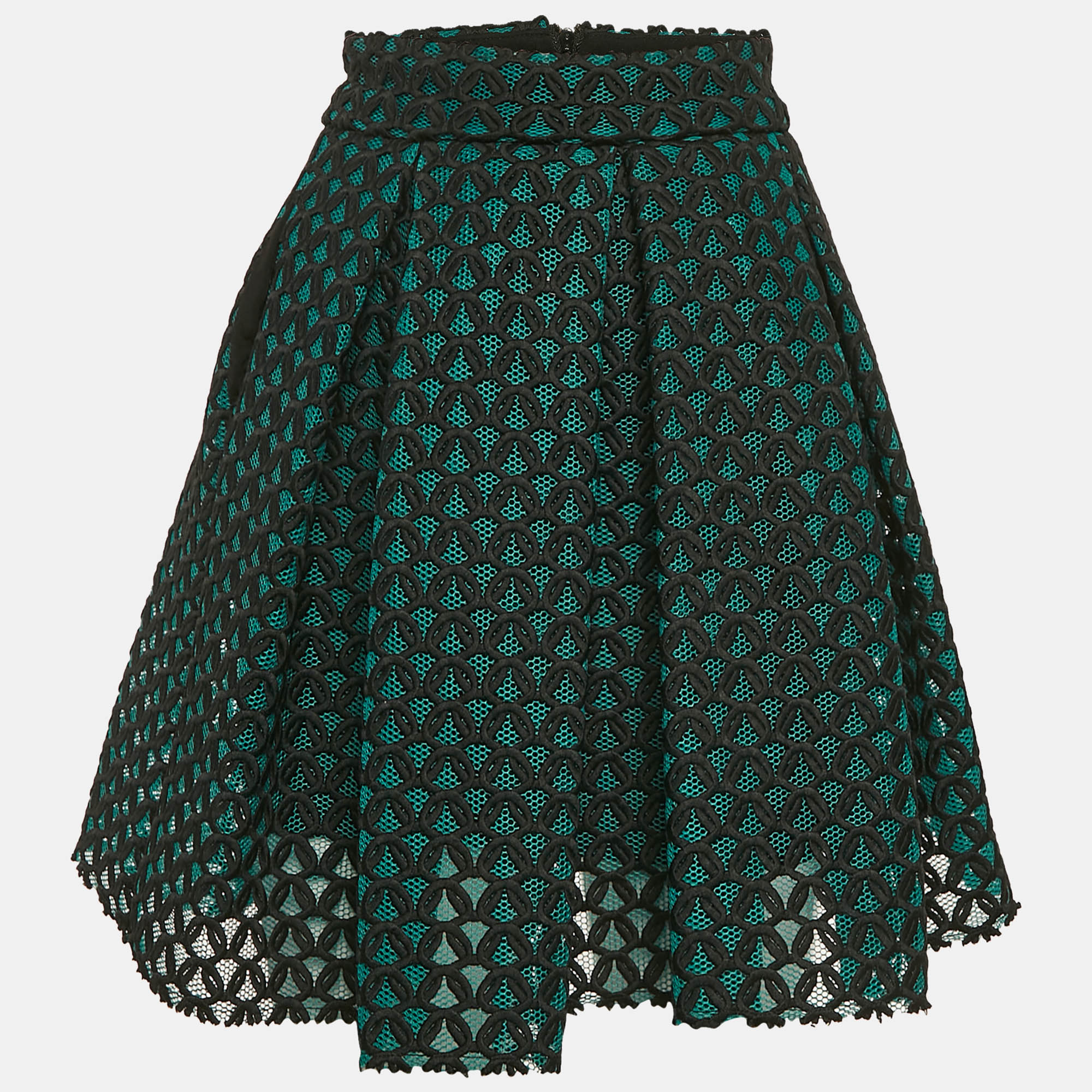 

Maje Green Embroidered Tulle Pleated Mini Skirt S