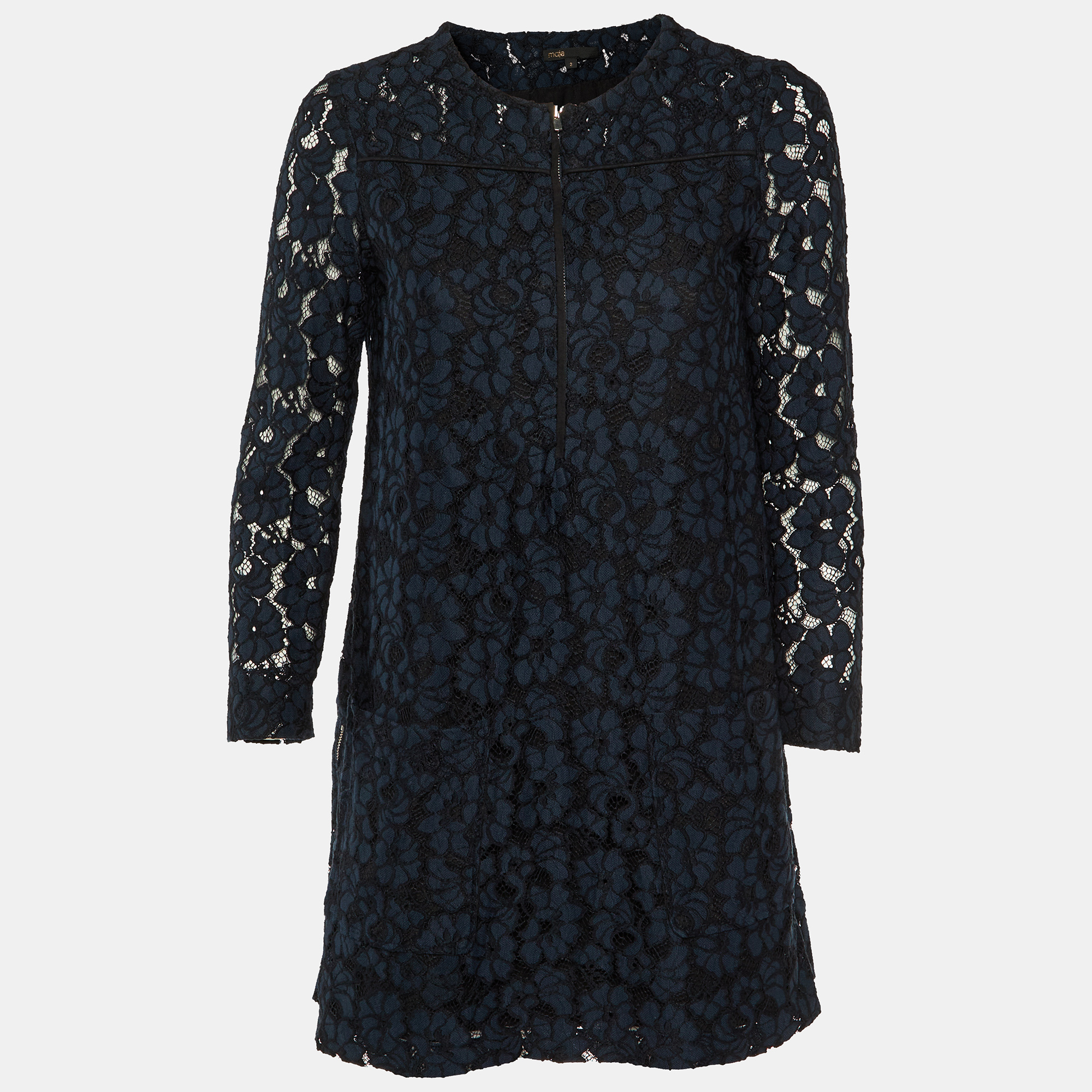 

Maje Navy Blue Floral Lace Shift Dress M