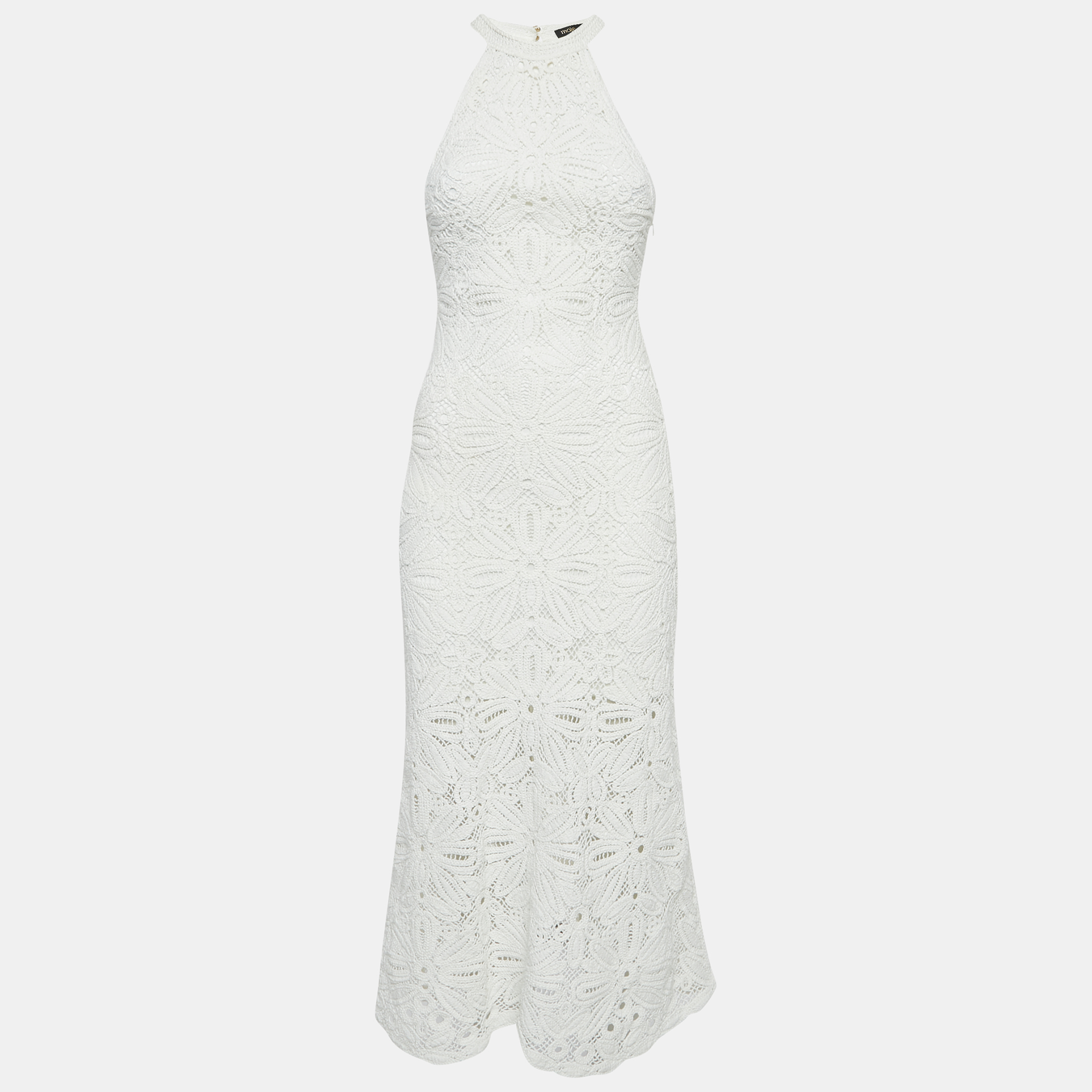 

Maje White Floral Pattern Crochet Sleeveless Midi Dress S
