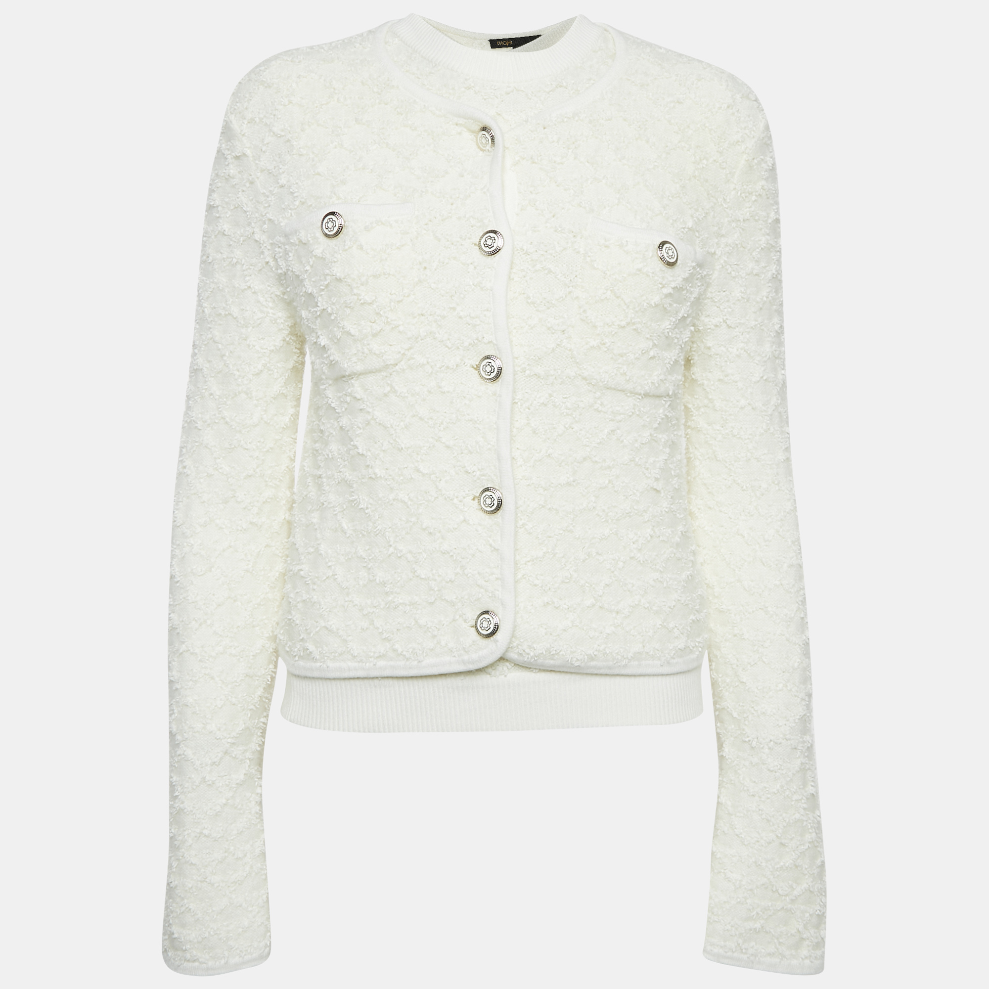 

Maje White Textured Tweed Jacket and Top Set M