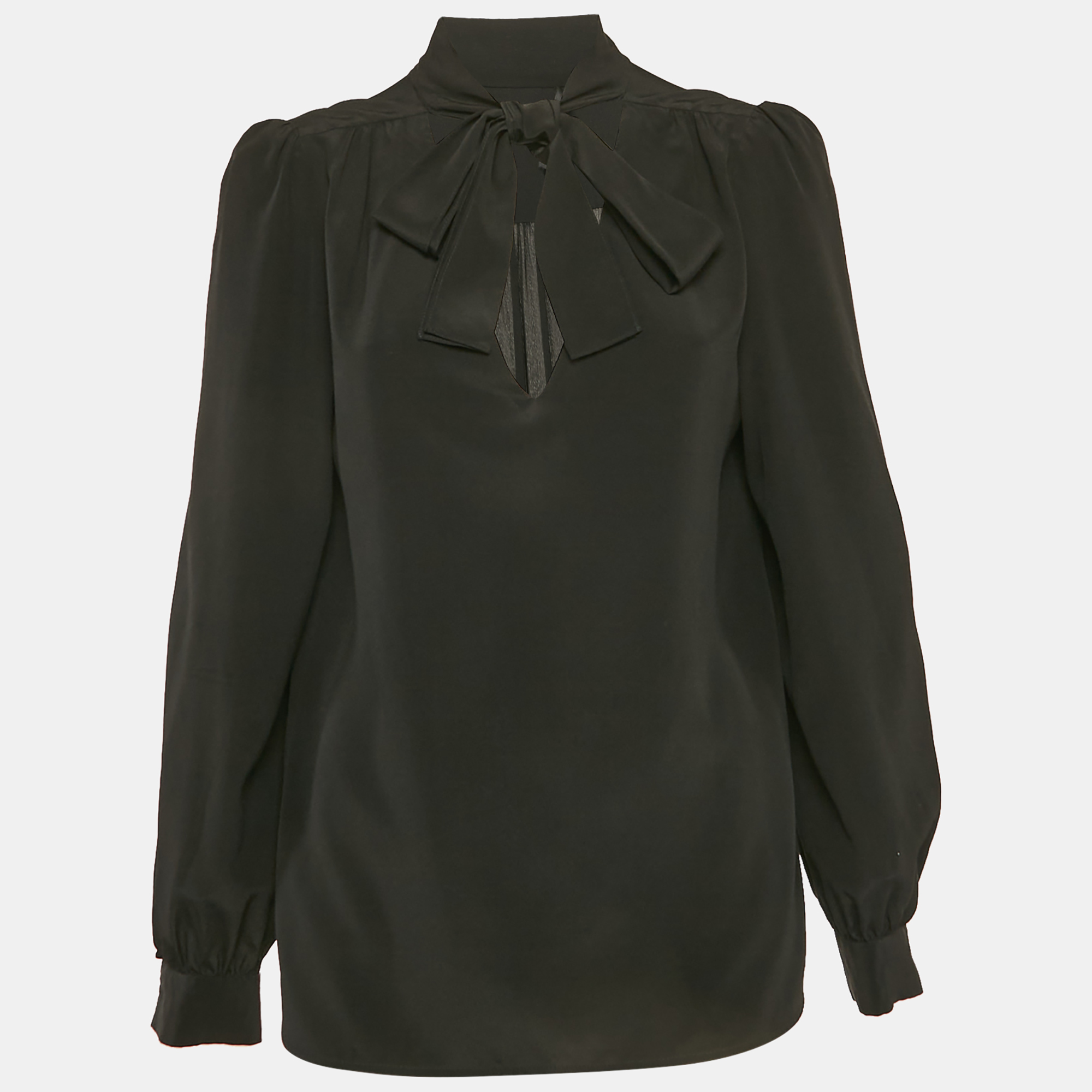 

Maje Black Silk Tie-Up Neck Blouse M