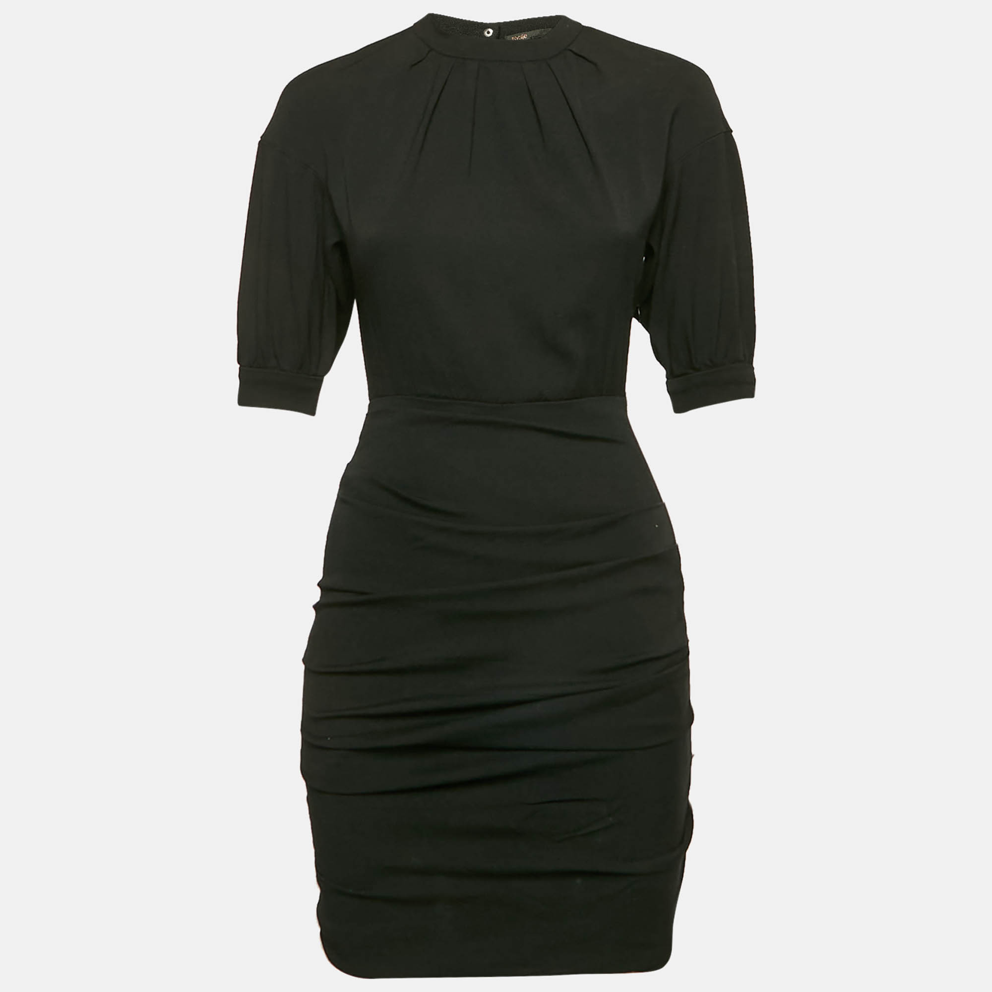

Maje Black Stretch Crepe Ruche Detail Mini Dress S