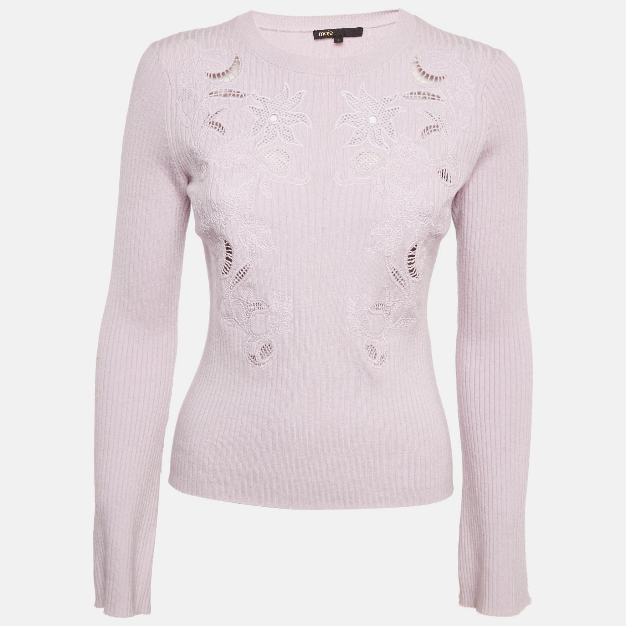 

Maje Light Purple Embroidered Knit Mysany Sweater M