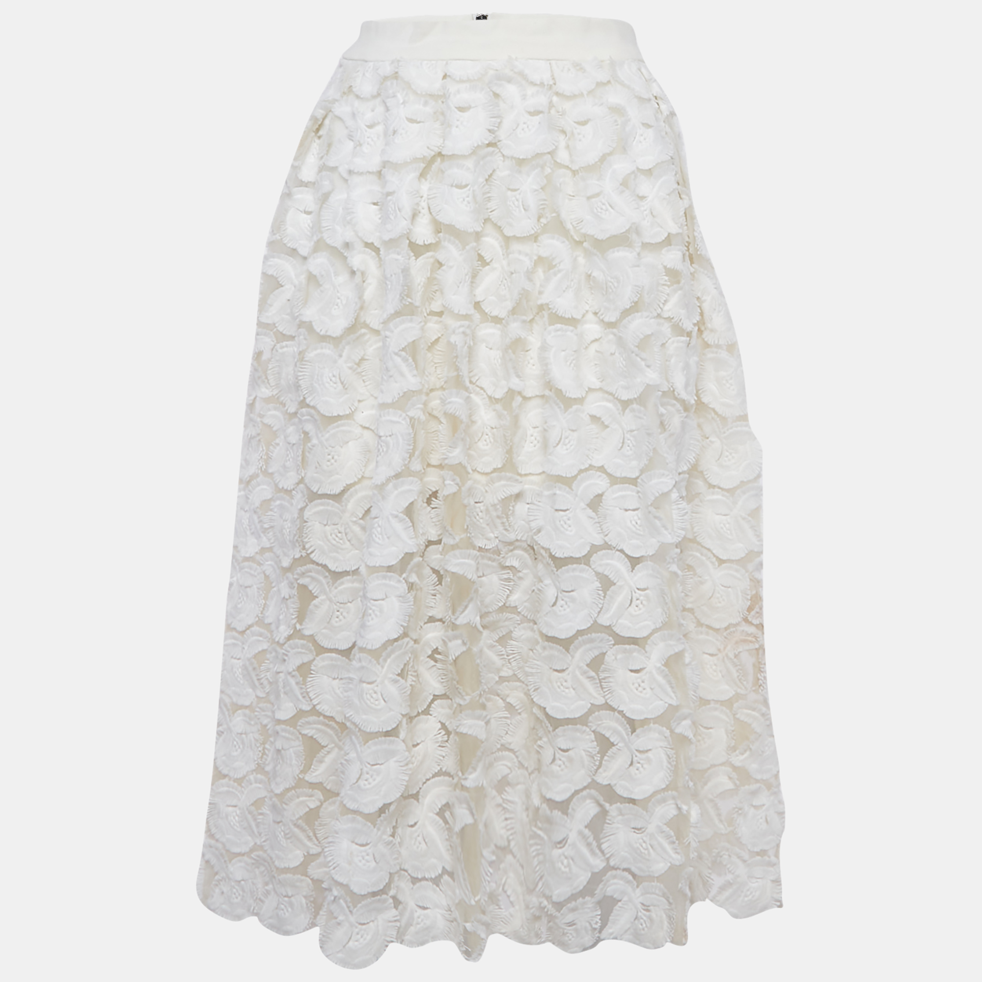 

Maje White Fil-Coupe Tulle Midi Skirt M