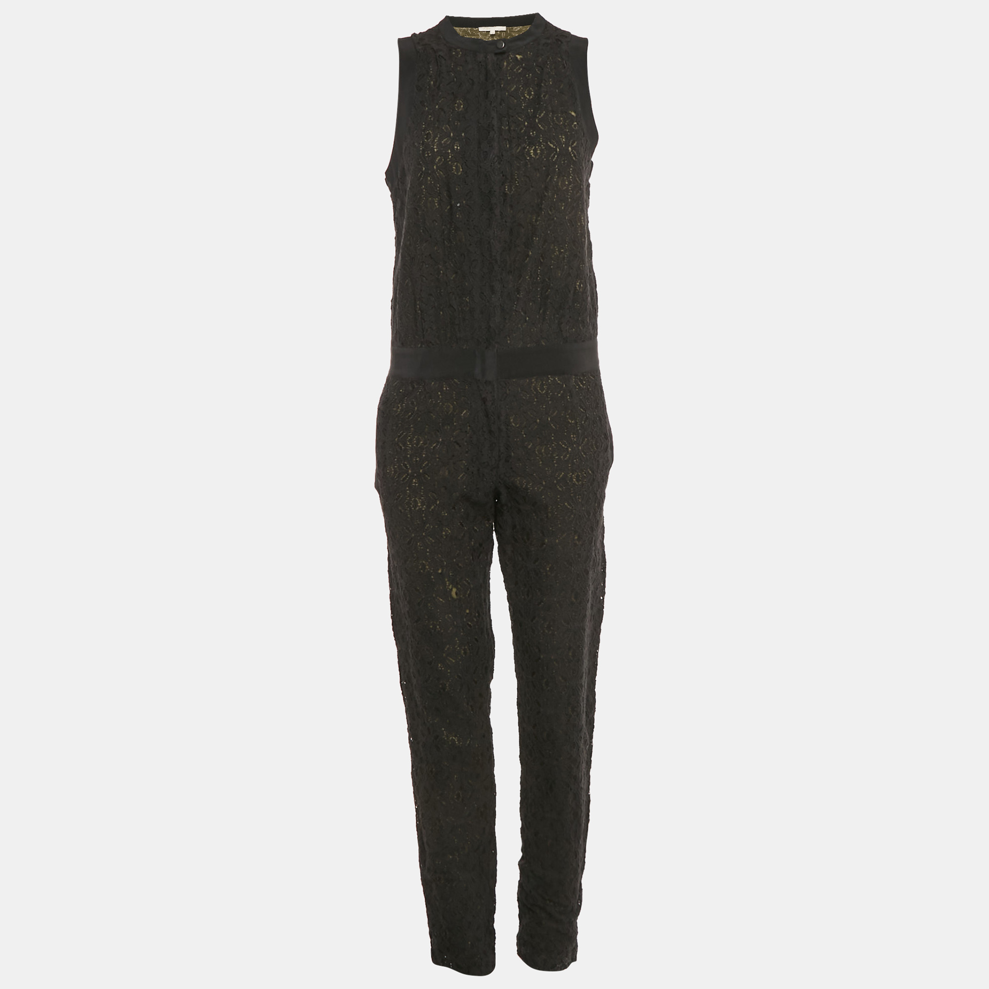 

Maje Black Lace Zip Front Sleeveless Jumpsuit M