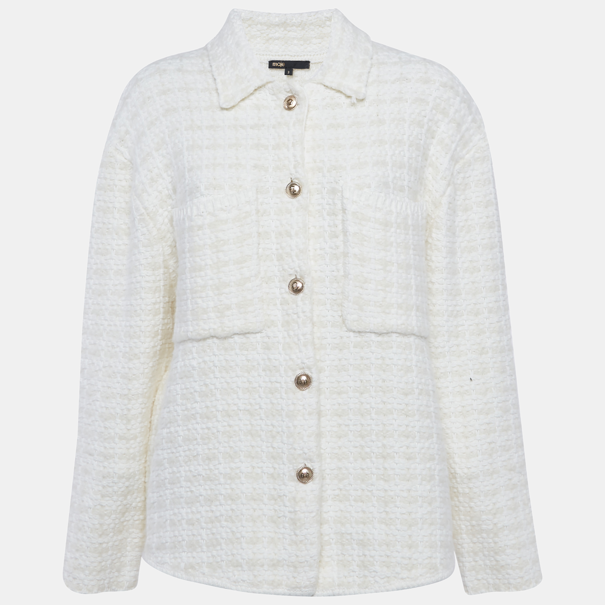 

Maje Ivory Tweed Oversized Jacket L, White