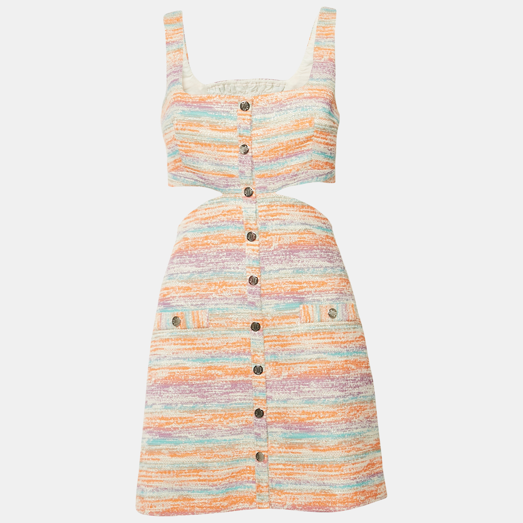 

Maje Multicolor Tweed Cutout Detail Sleeveless Mini Dress XS