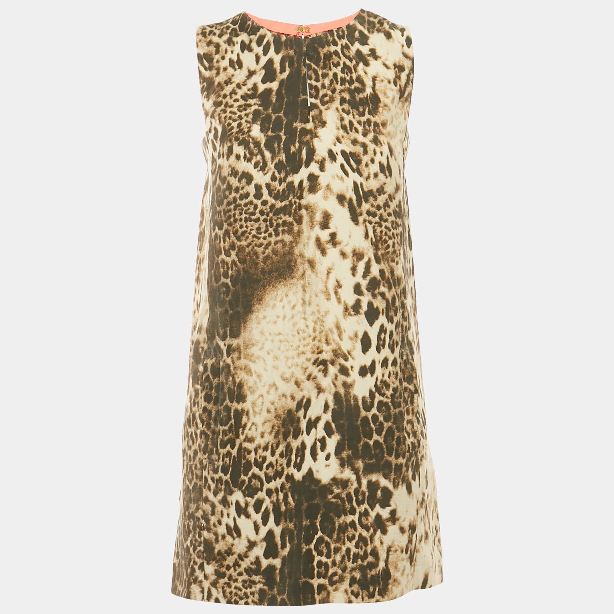 

Maje Brown Leopard Pattern Linen Blend Shift Dress S