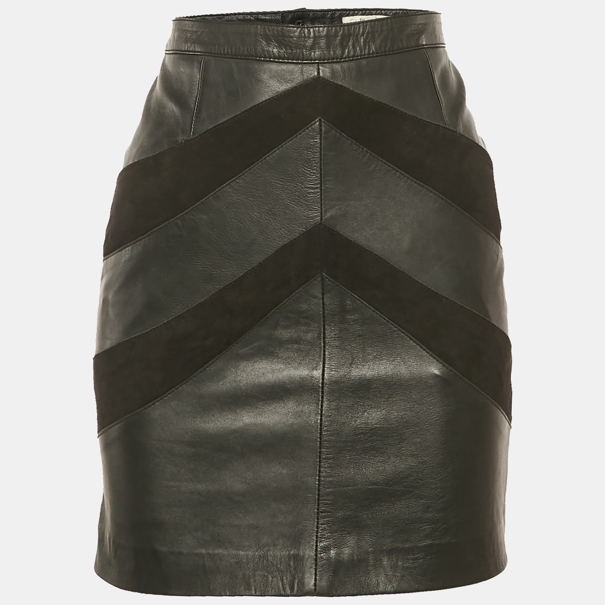 

Maje Black Leather & Suede Patterned Mini Skirt S