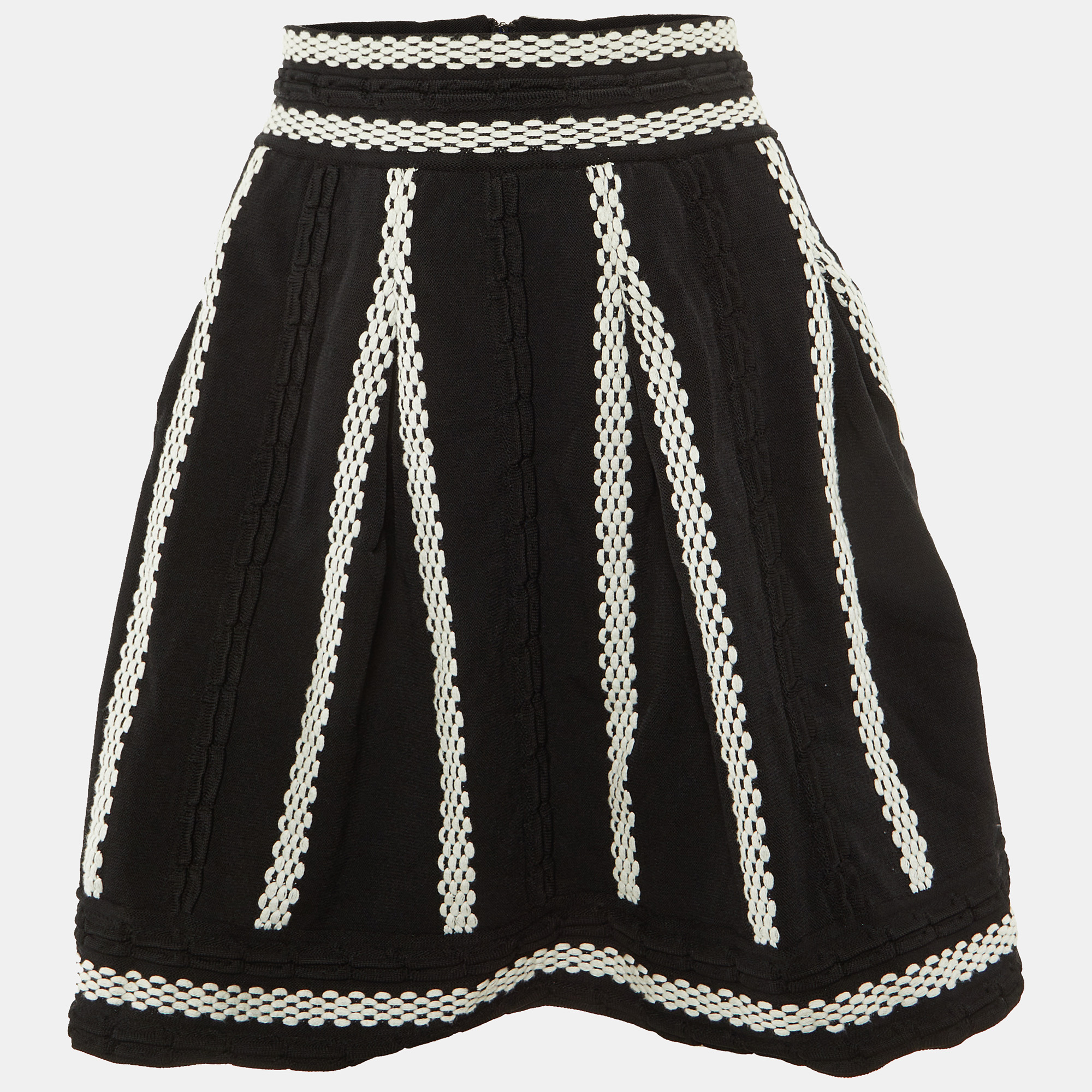 Pre-owned Maje Black Knit Julane Flared Mini Skirt M