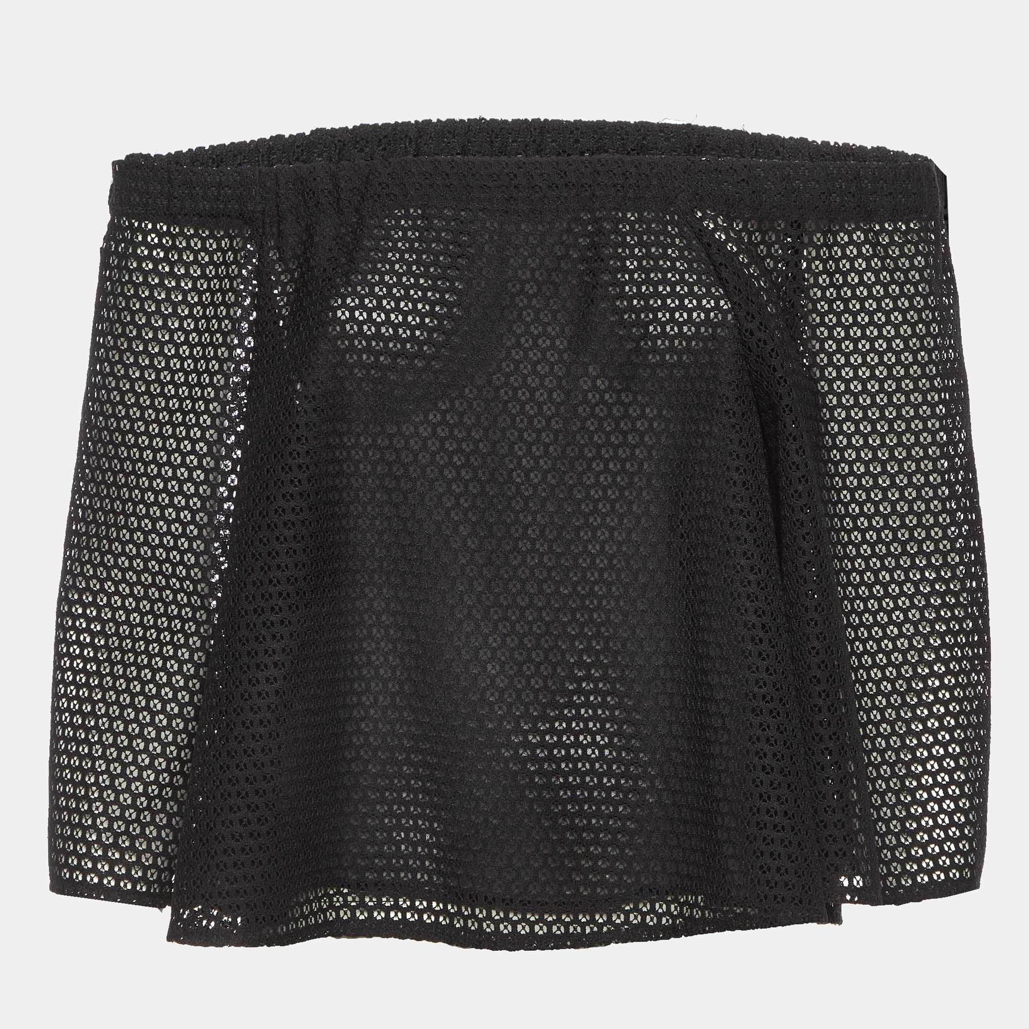 

Maje Black Mesh Off-The-Shoulder Top S