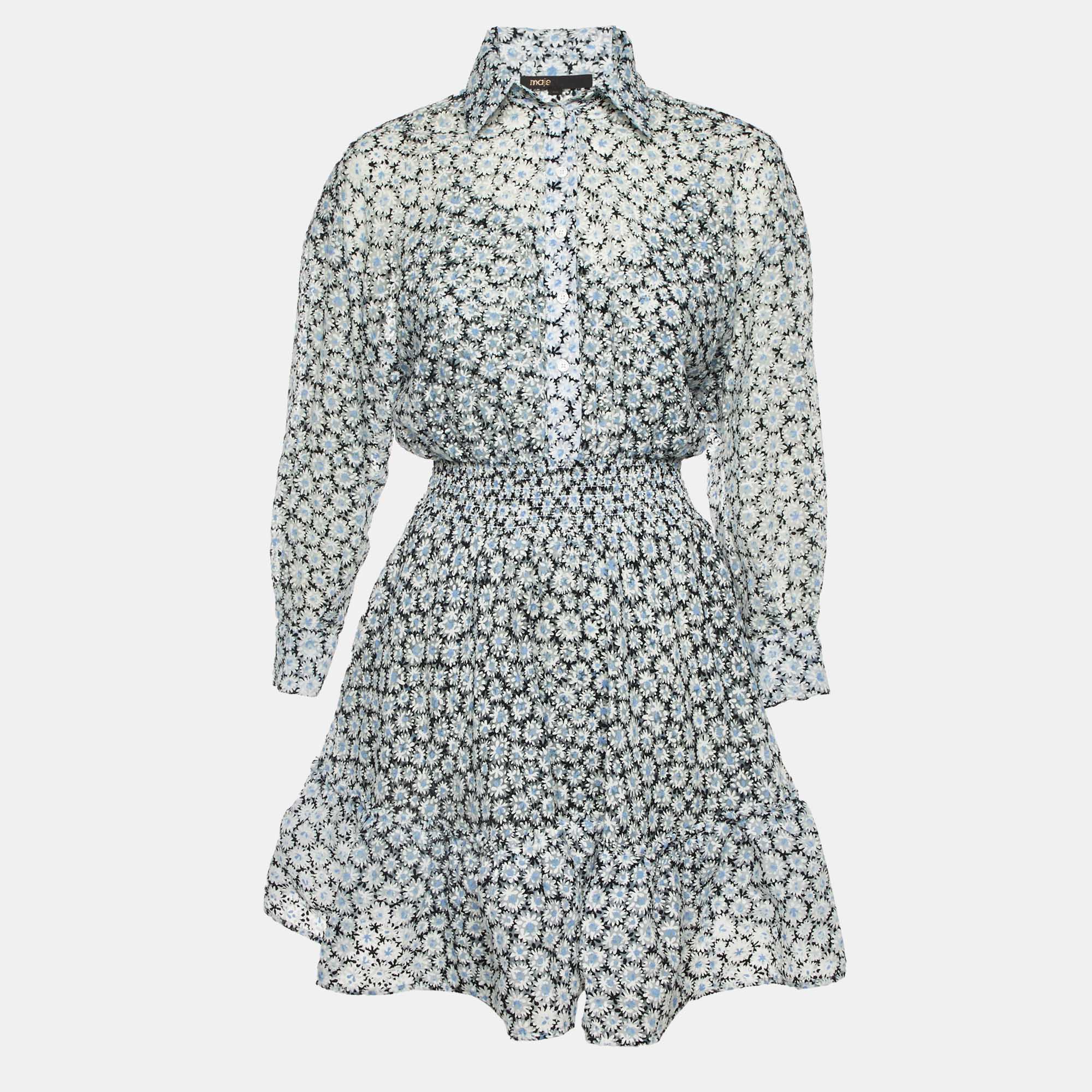 

Maje White Daisy Dévoré Flared Mini Dress S