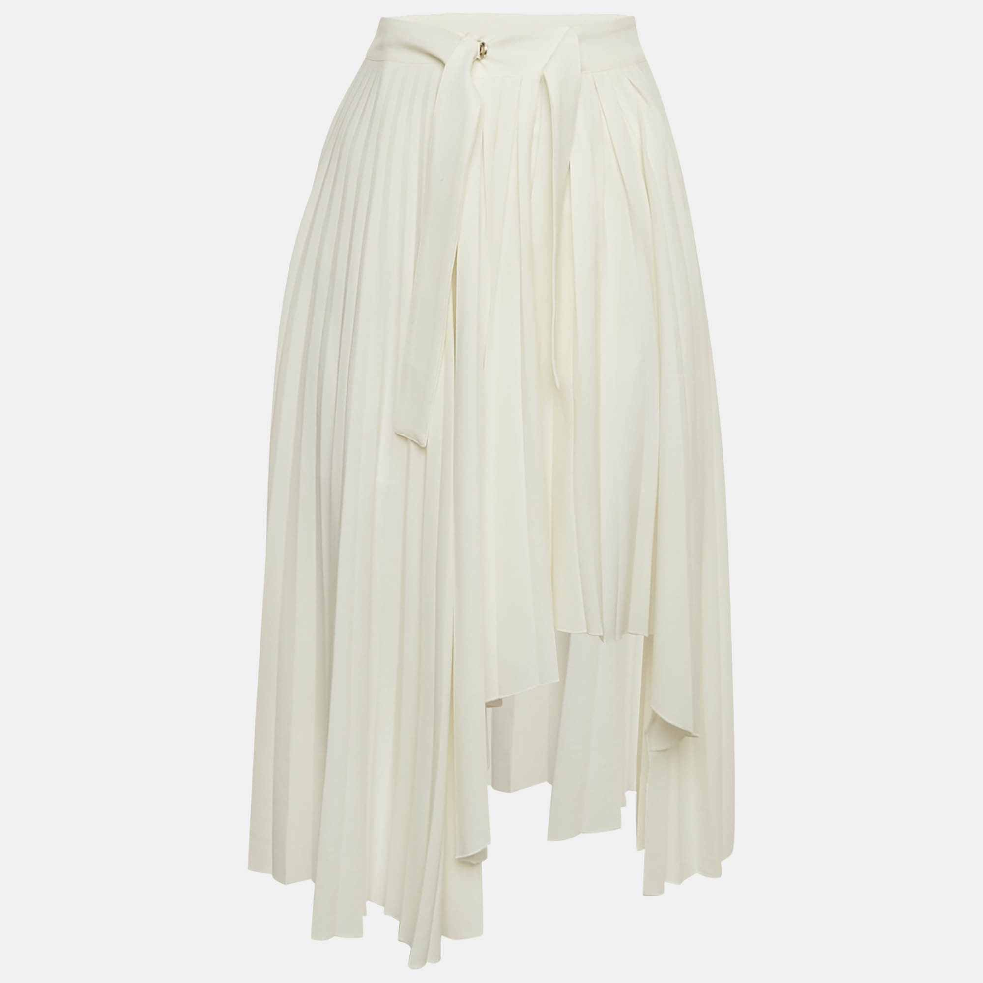 Pre-owned Maje White Crepe Pleated Asymmetric Midi Skirt S