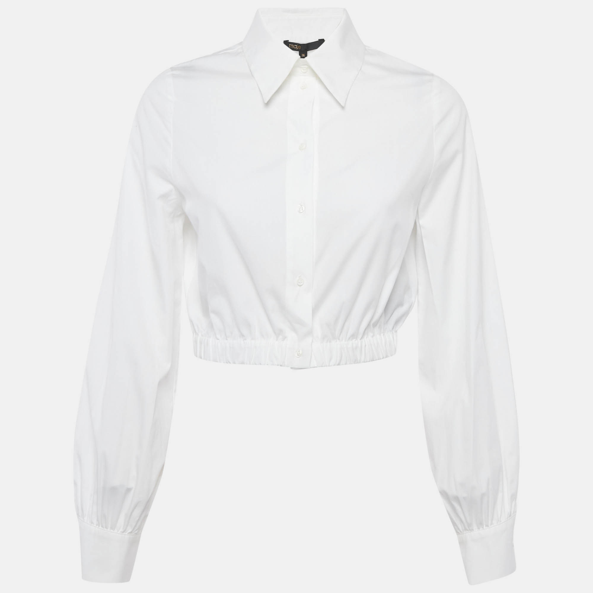 

Maje White Cotton Button Front Crop Shirt S