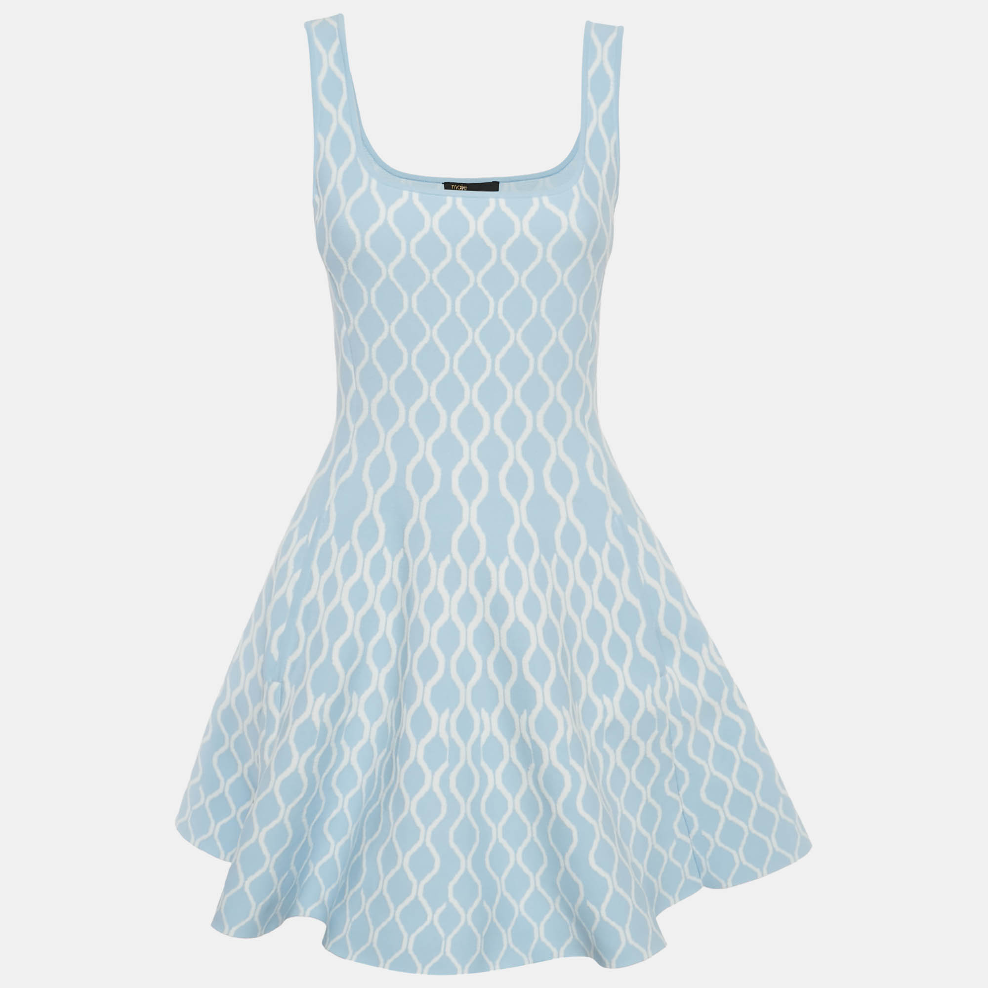

Maje Blue Jacquard Knit Sleeveless Mini Dress M