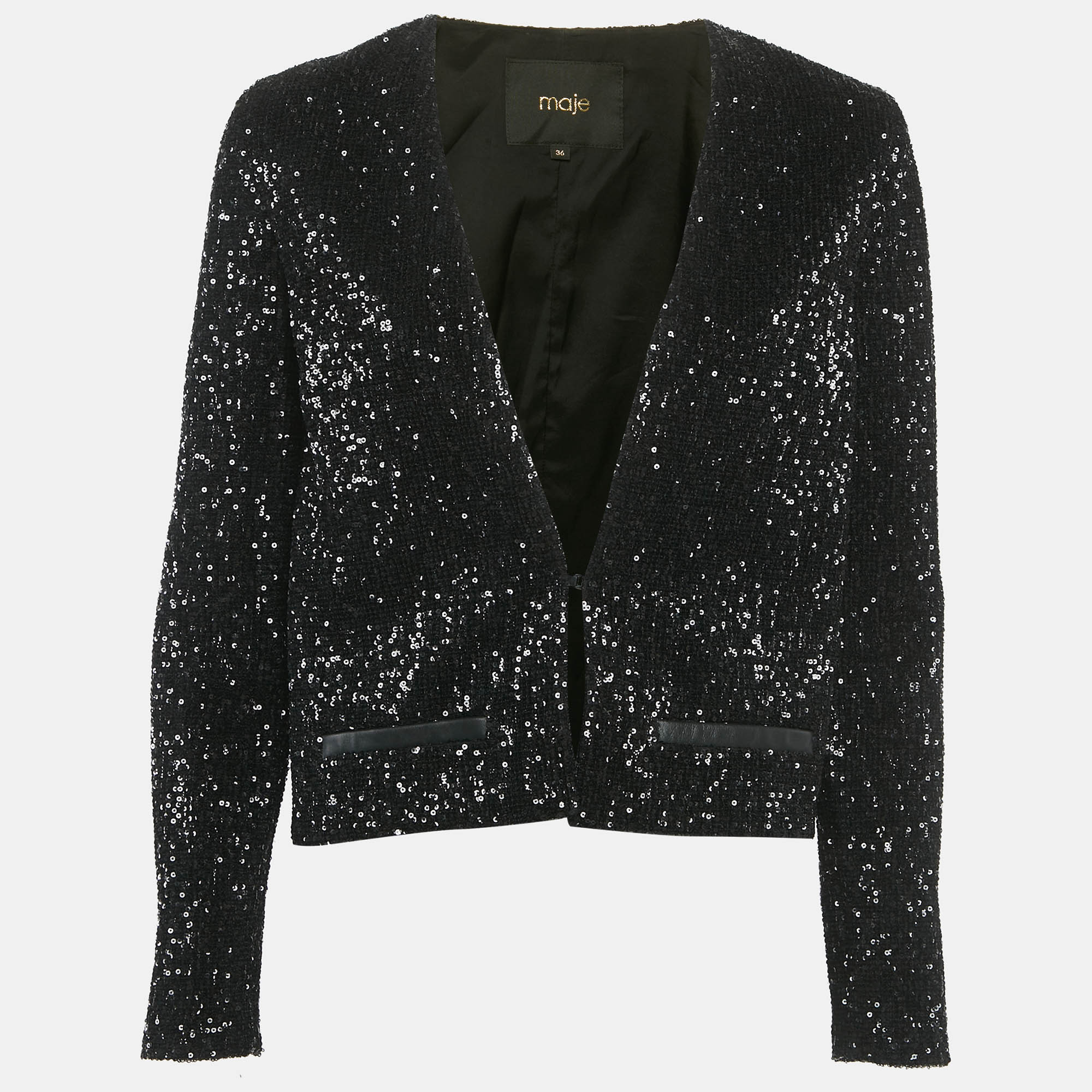 

Maje Black Sequin Cropped Jacket S