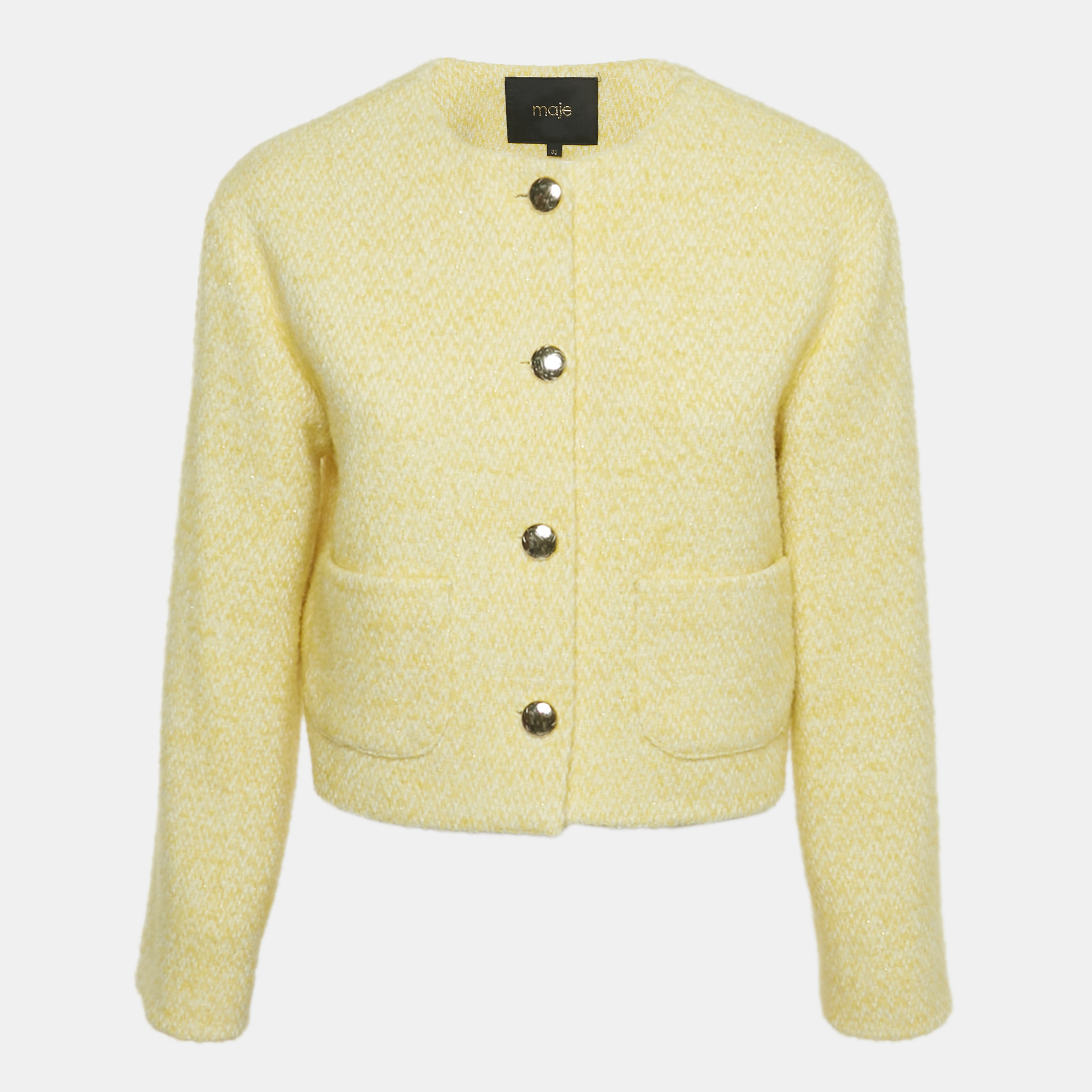 

Maje Yellow Lurex Knit Viveta Blazer S