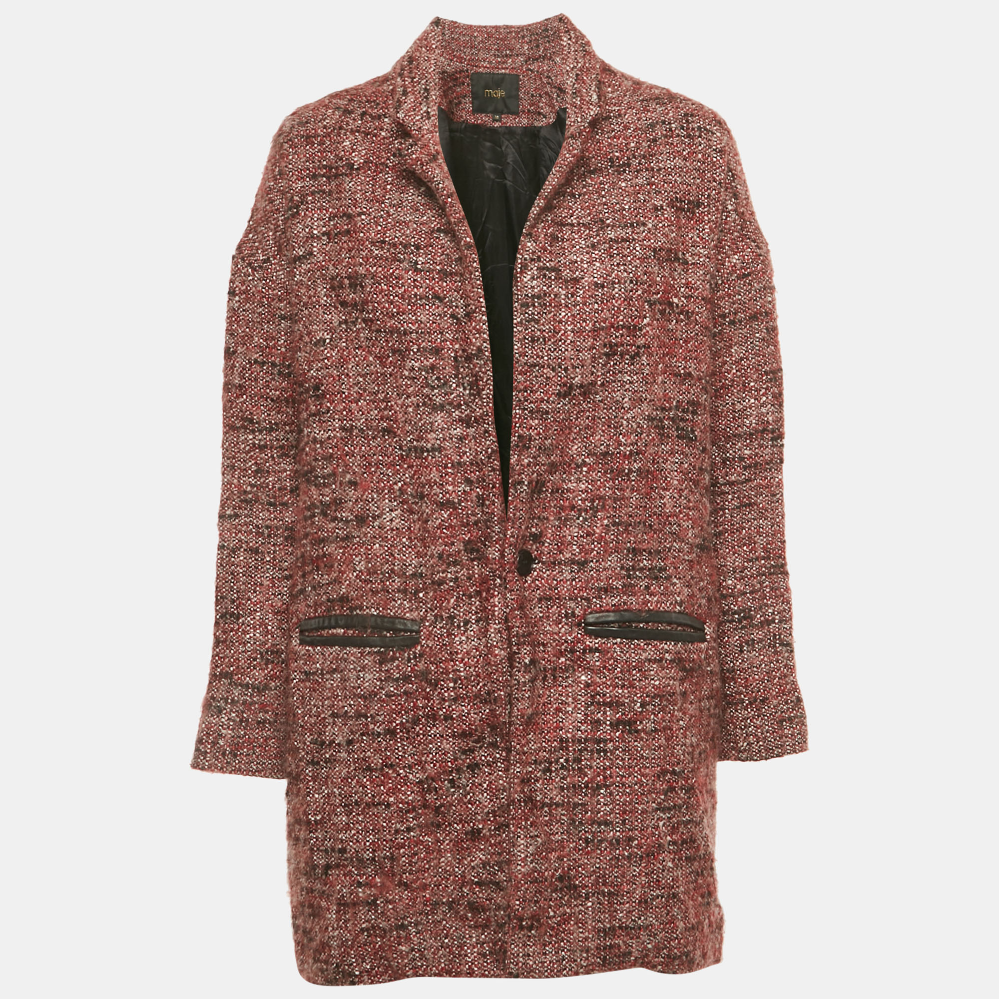 

Maje Red Tweed Mid-Length Gordan Coat S