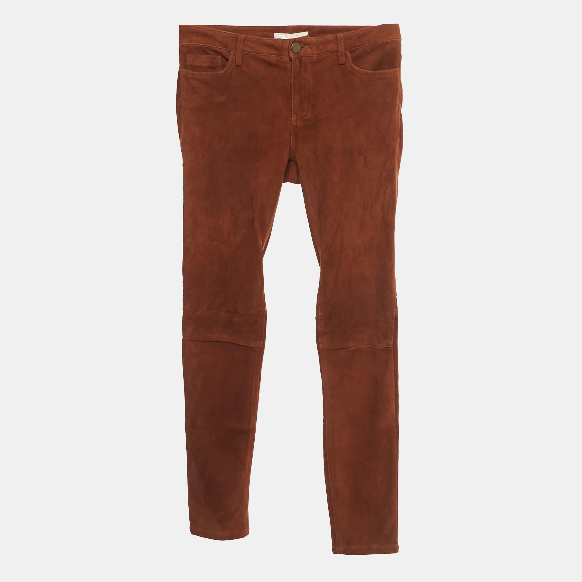 Pre-owned Maje Camel Brown Suede Skinny Pants M