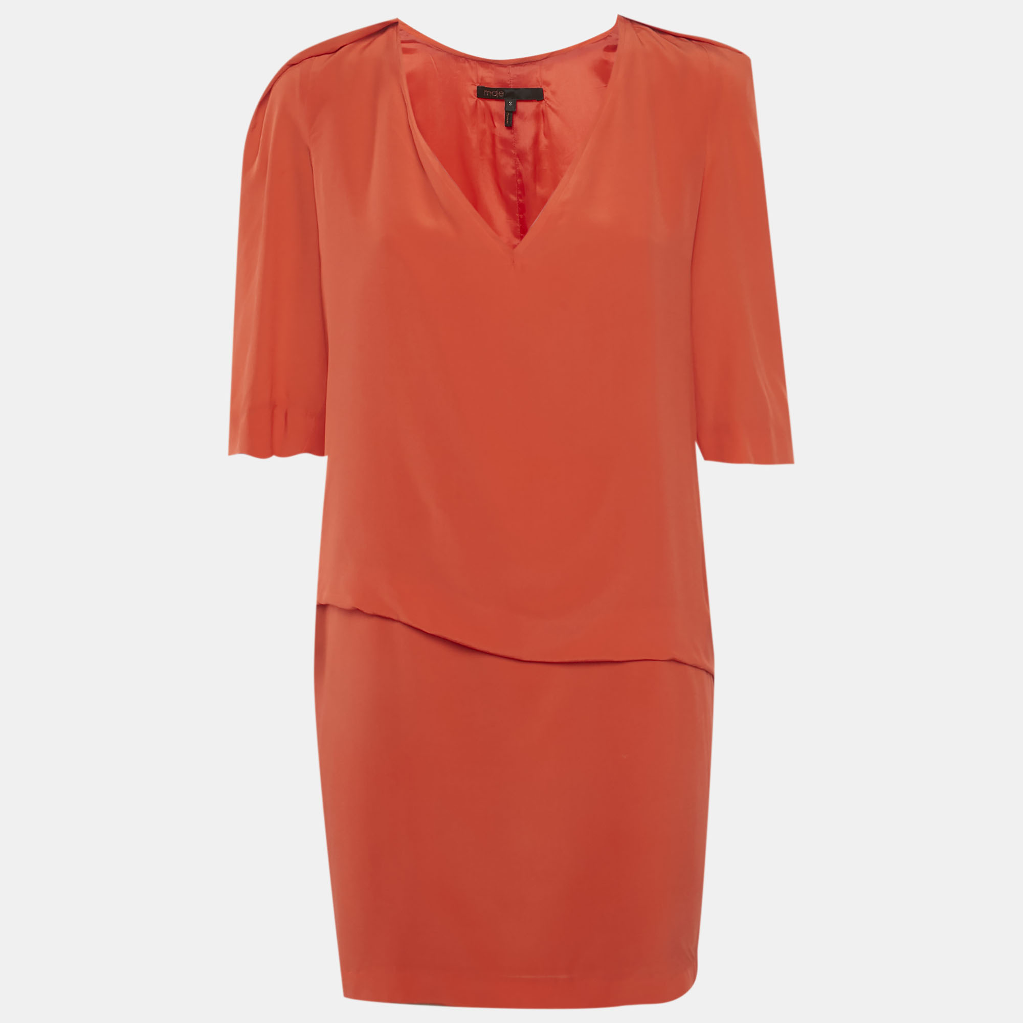 

Maje Red Silk V-Neck Mini Dress L