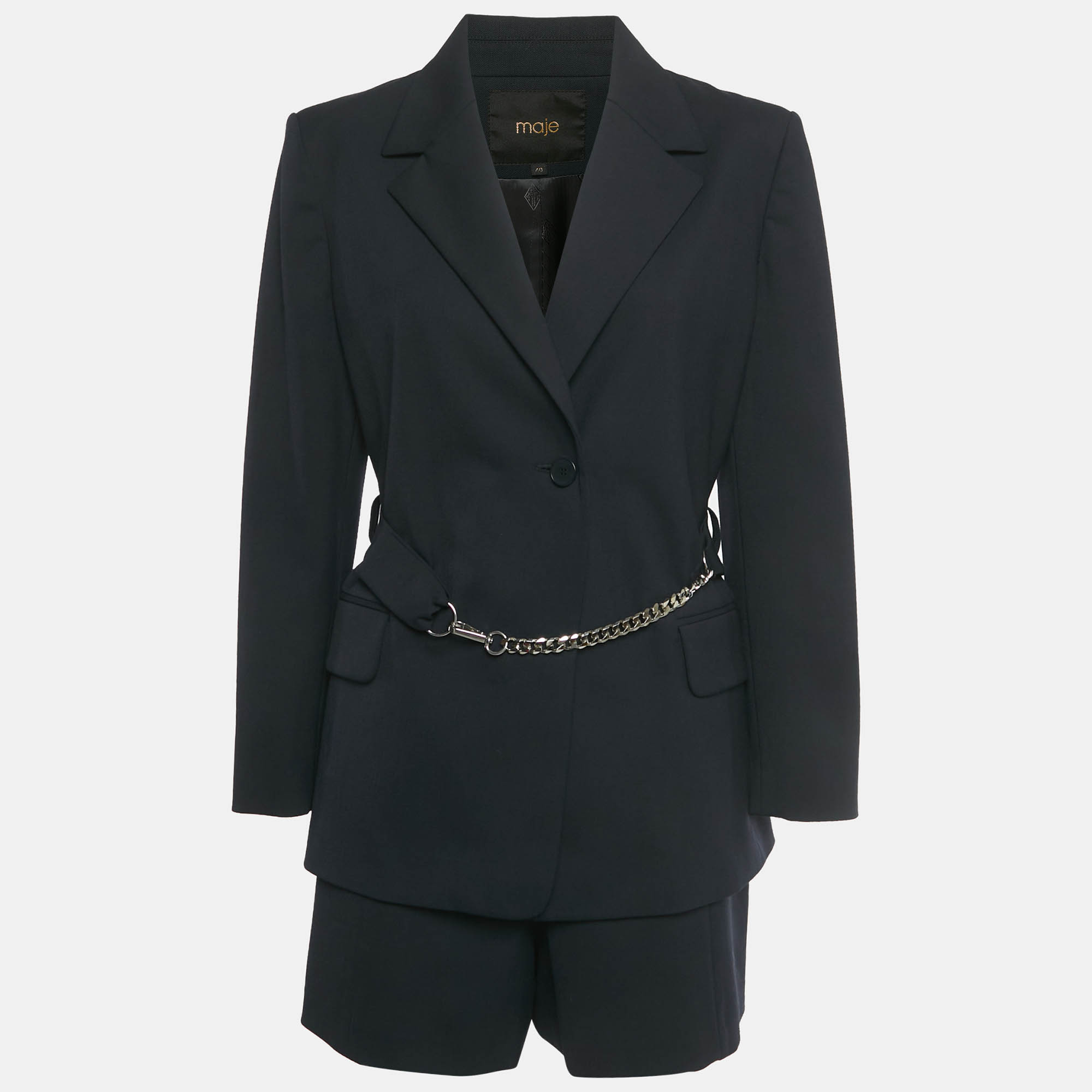 

Maje Navy Blue Gabardine Blazer Set L