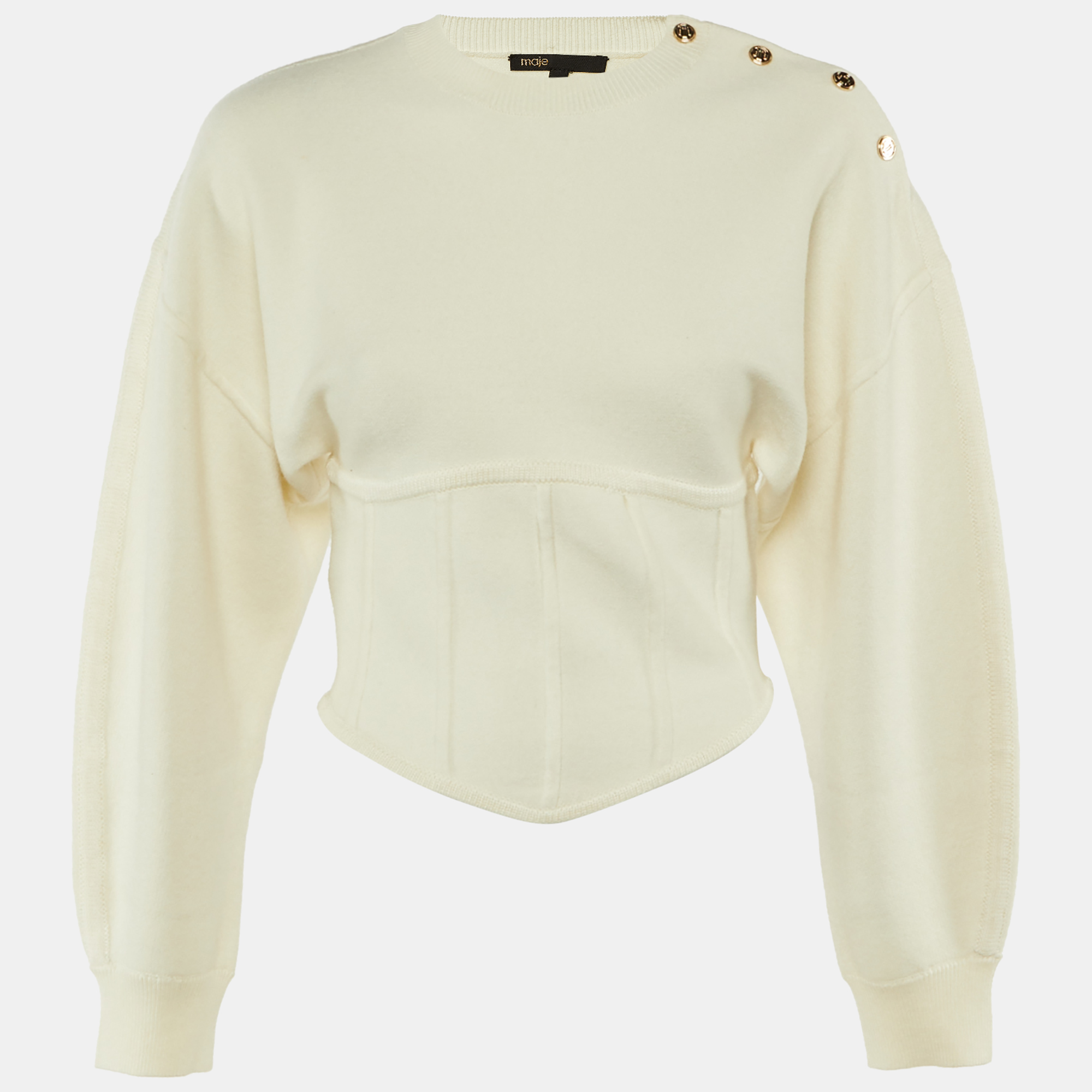Maje Ivory Knit Corset Jumper S