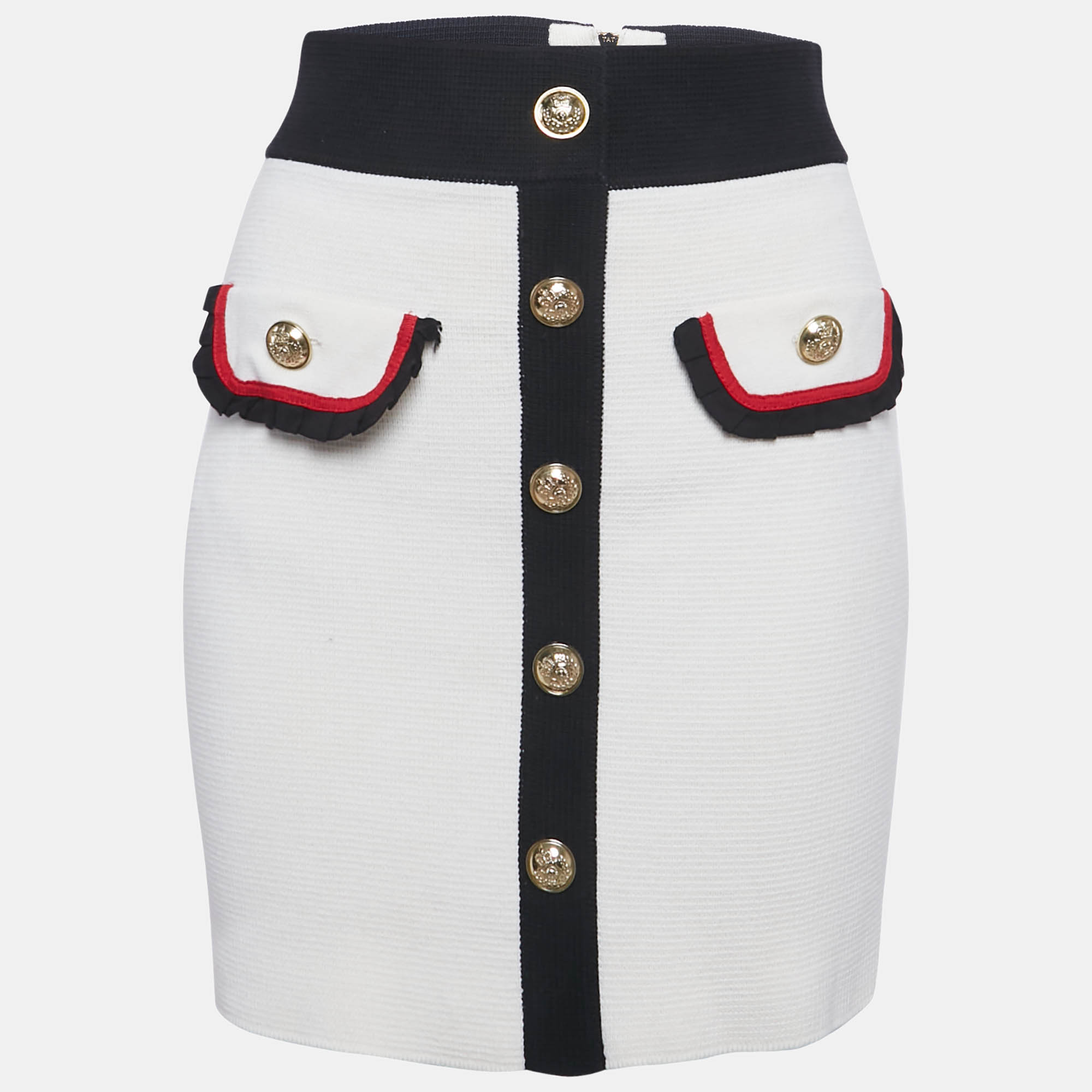 Pre-owned Maje Ecru Cotton Knit Jerome Mini Skirt S In White