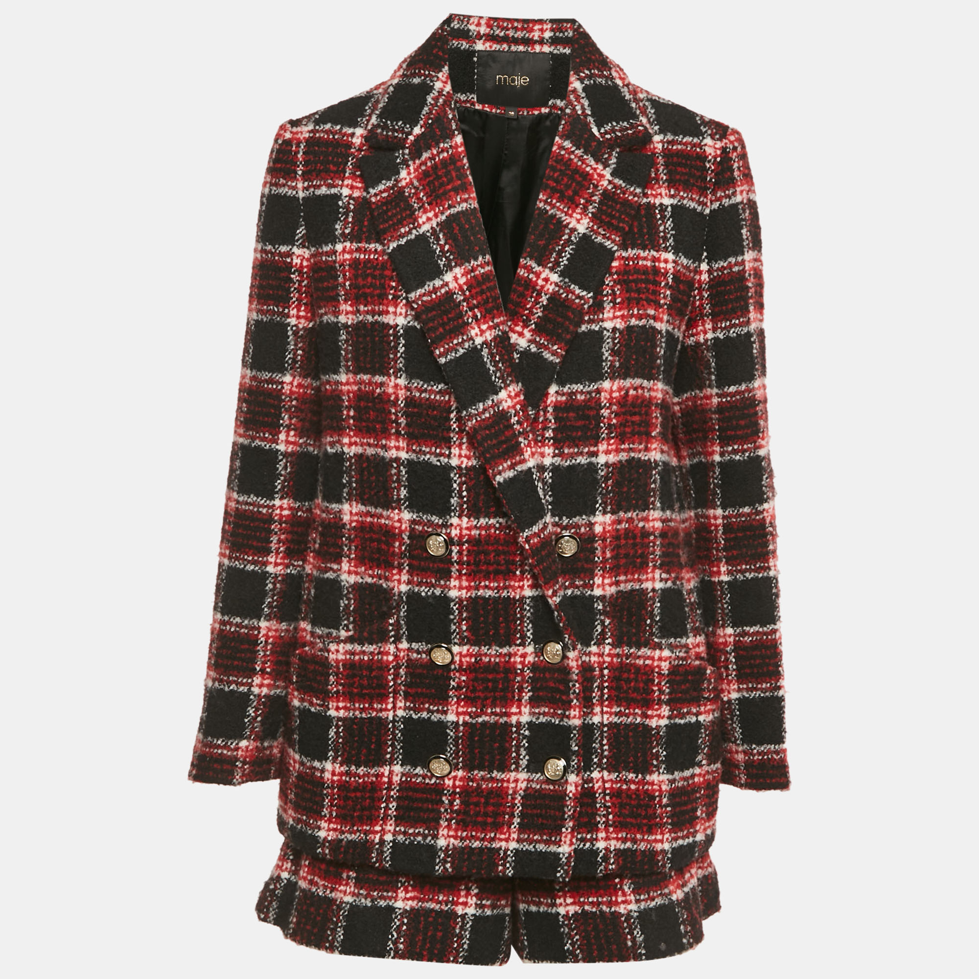 

Maje Red Checks Tweed Blazer and Shorts Set M/L