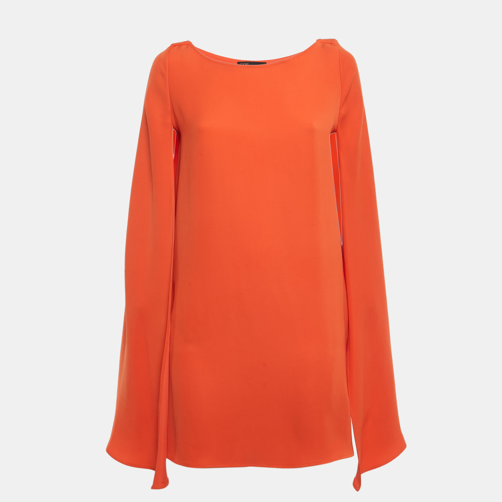 

Maje Orange Crepe Cape Mini Dress S