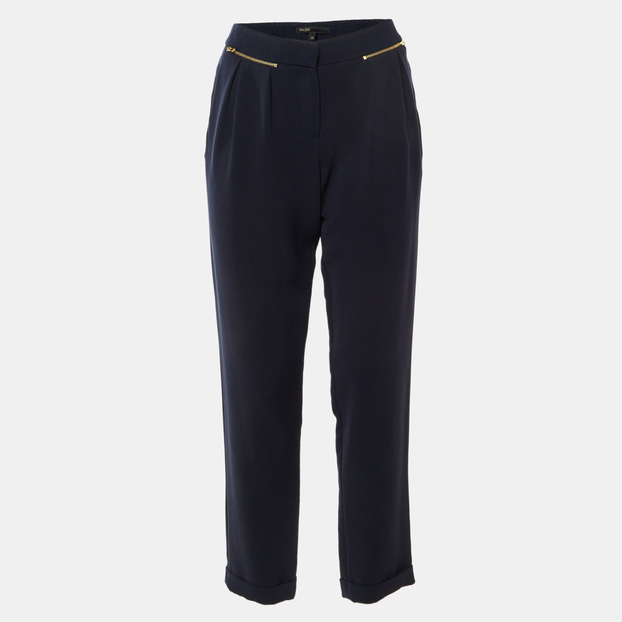 

Maje Navy Blue Crepe Laurent Pleated Trousers M
