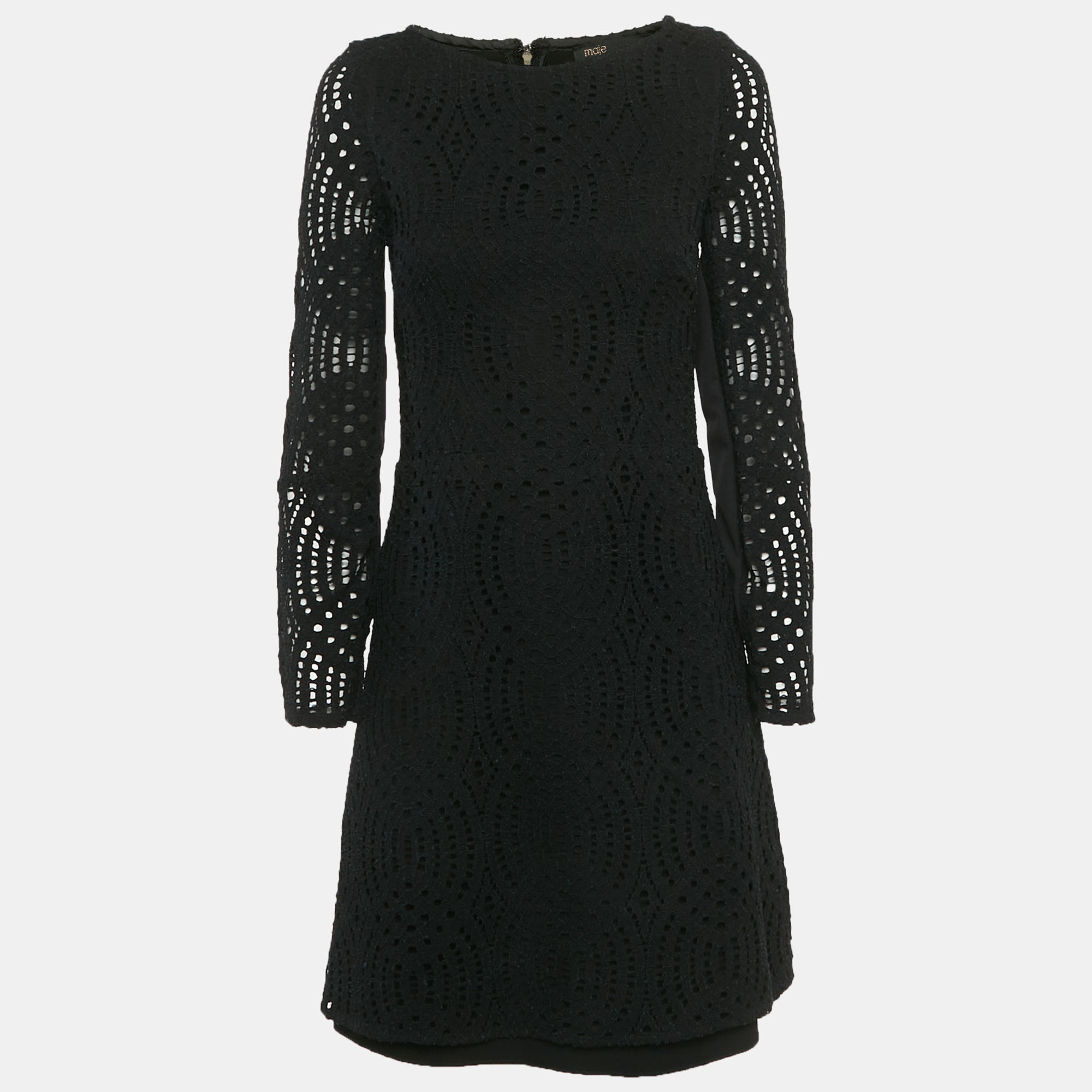 

Maje Black Cutwork Lace Mini Dress M