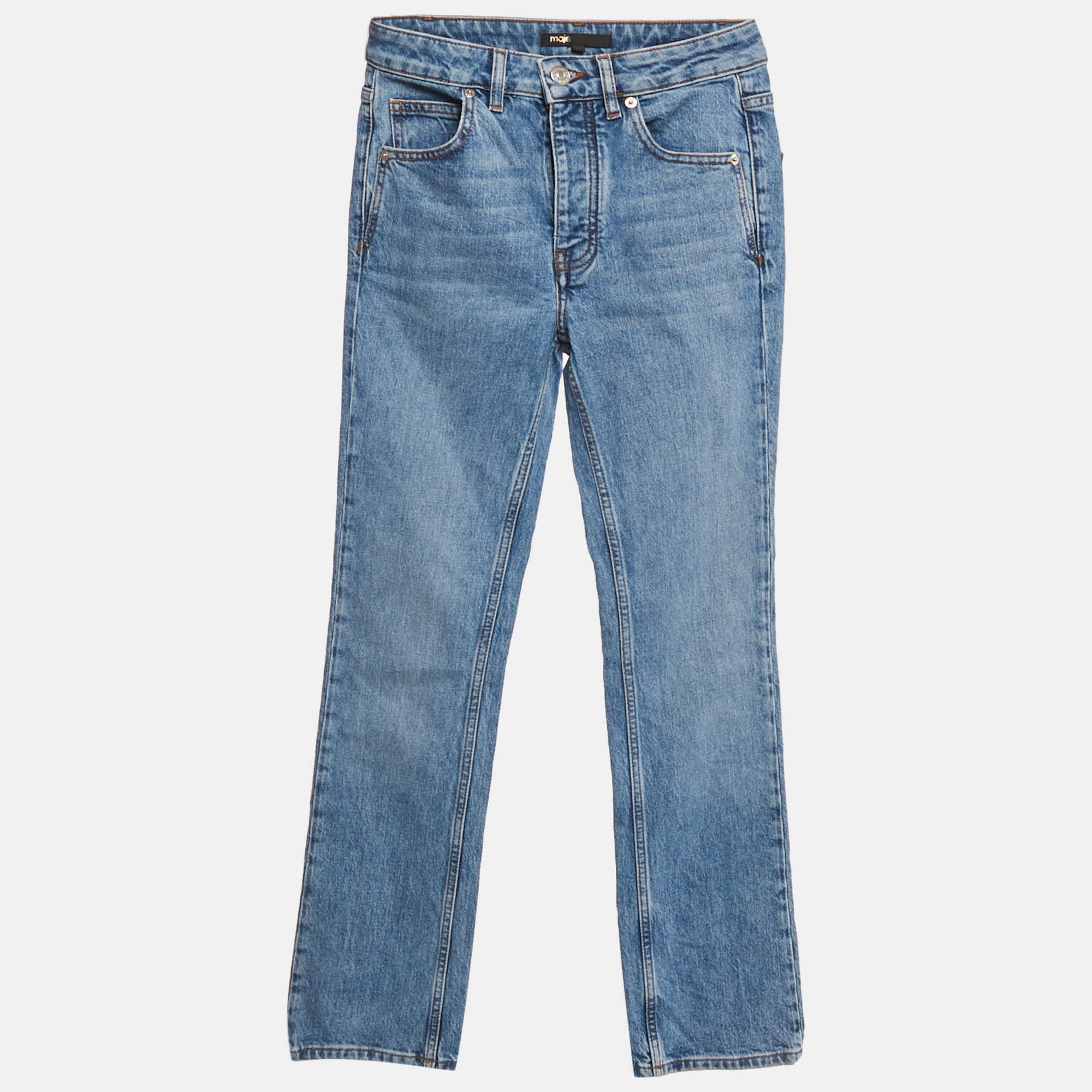 

Maje Blue Denim Straight Leg Jeans S Waist 26"