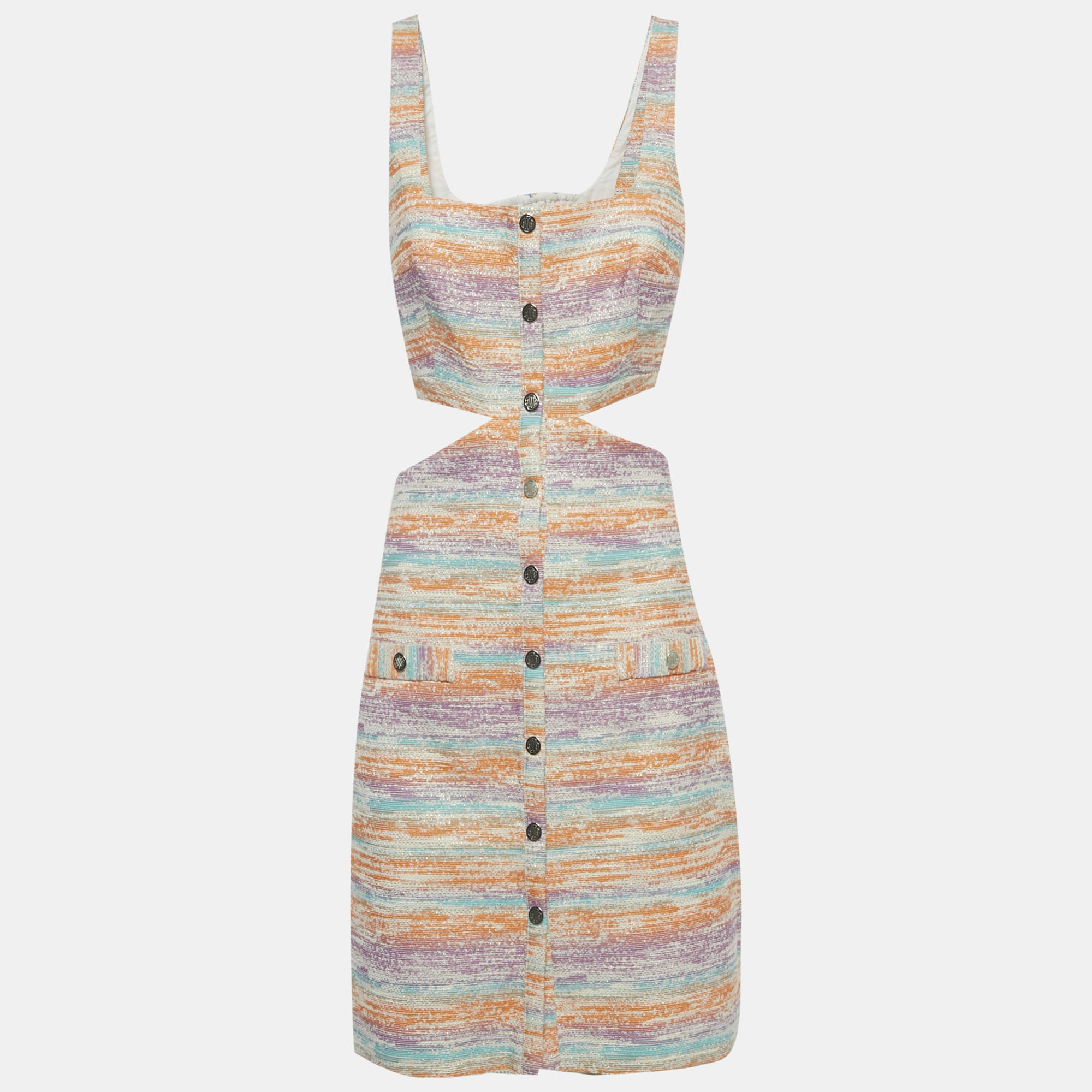 

Maje Multicolor Lurex Tweed Cut Out Mini Dress L