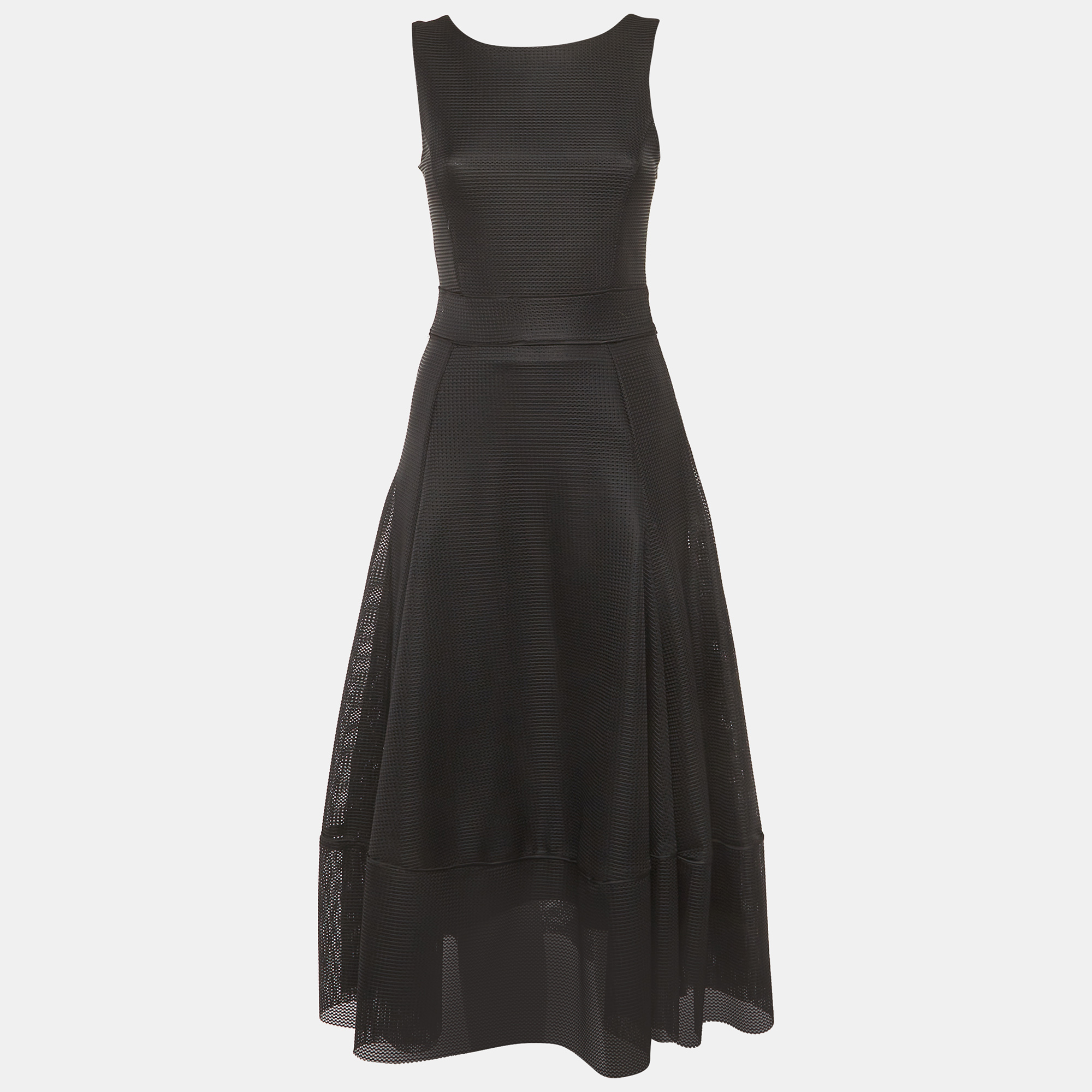 

Maje Black Mesh Flared Raining Midi Dress S