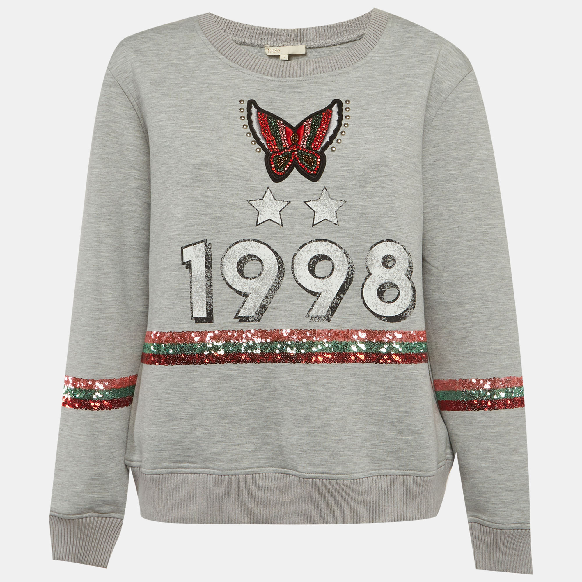

Maje Grey Printed Neoprene Sweatshirt L