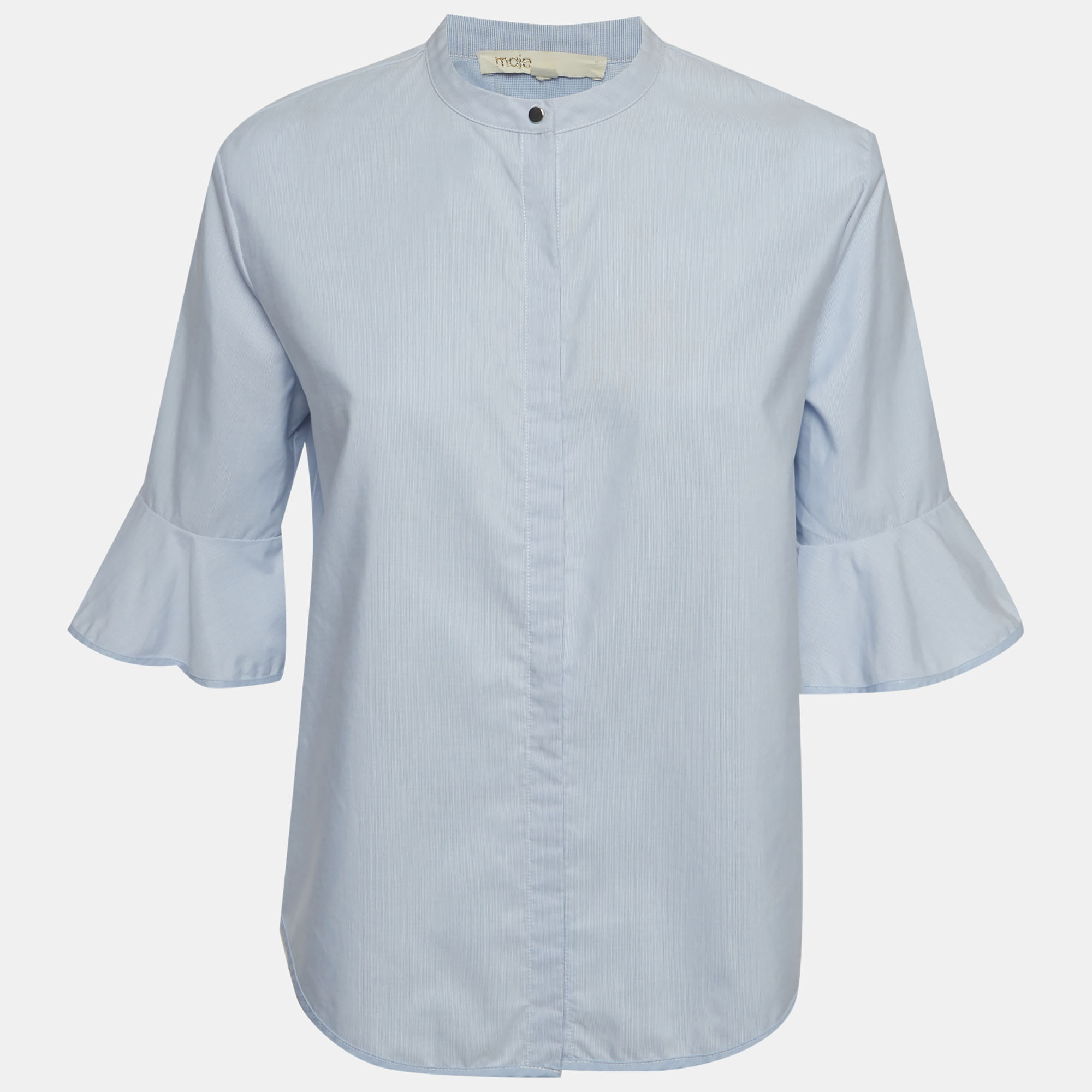 

Maje Blue Striped Cotton Button Front Shirt S