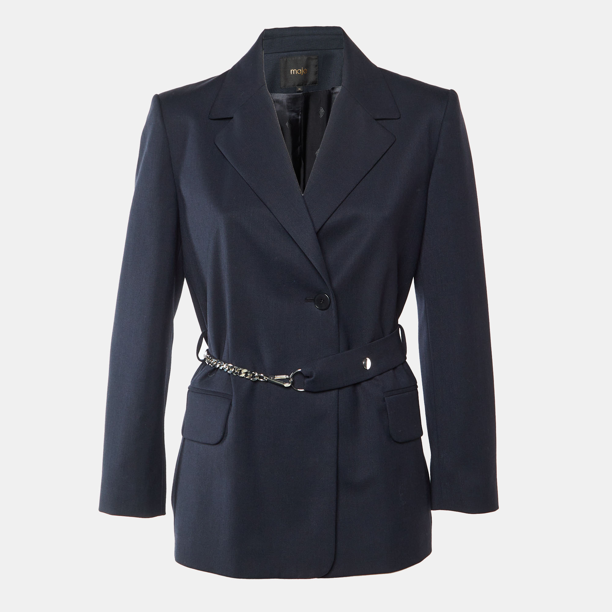 

Maje Navy Blue Wool Chain Detail Blazer S