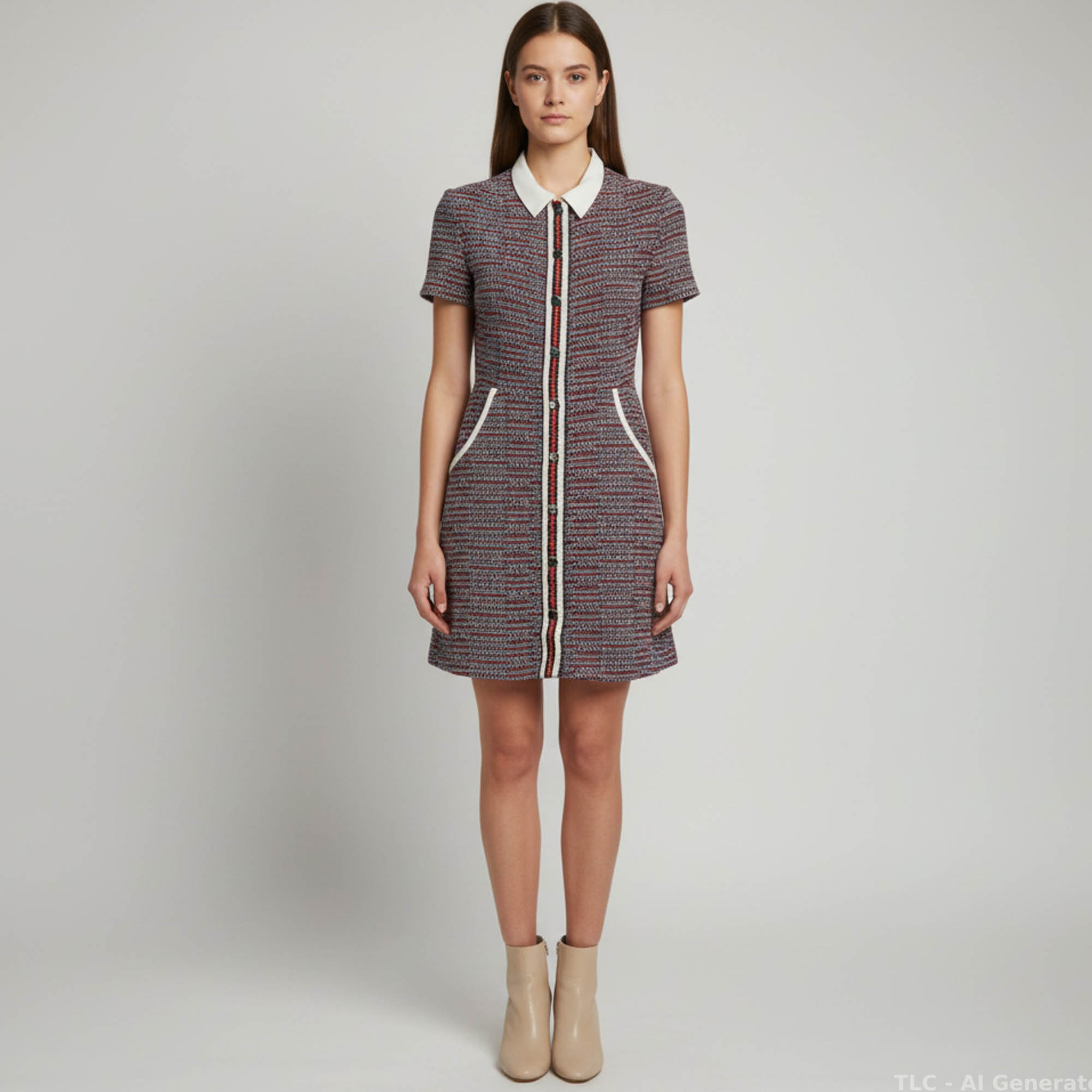 

Maje Multicolor Tweed Button Up Renatelle Mini Dress L