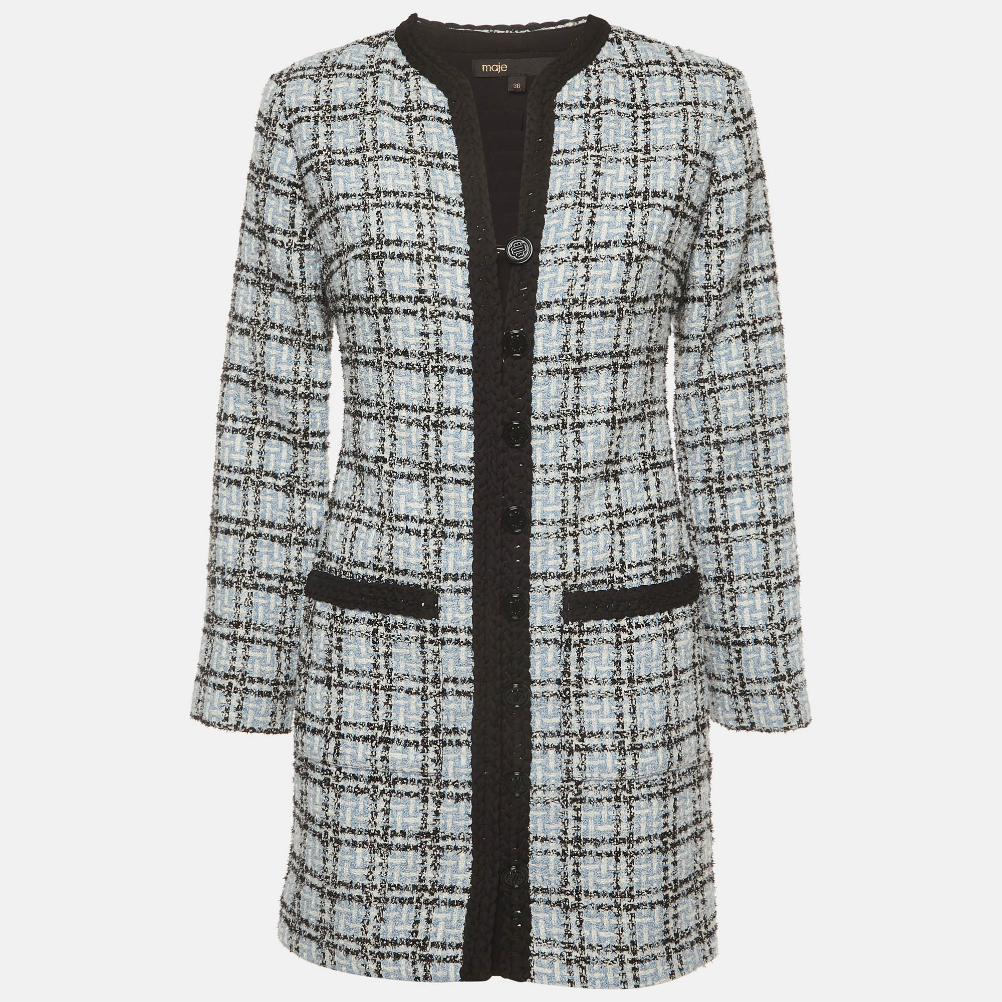 

Maje Blue Tweed Long Sleeve Mini Dress S