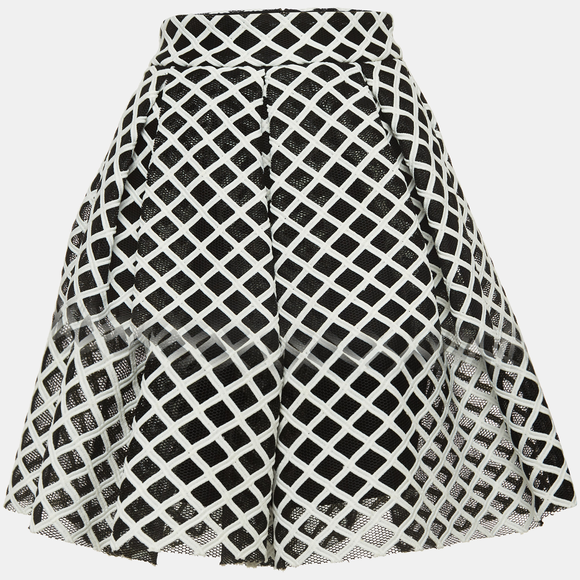 

Maje Black/White Mesh Pleated Mini Skirt